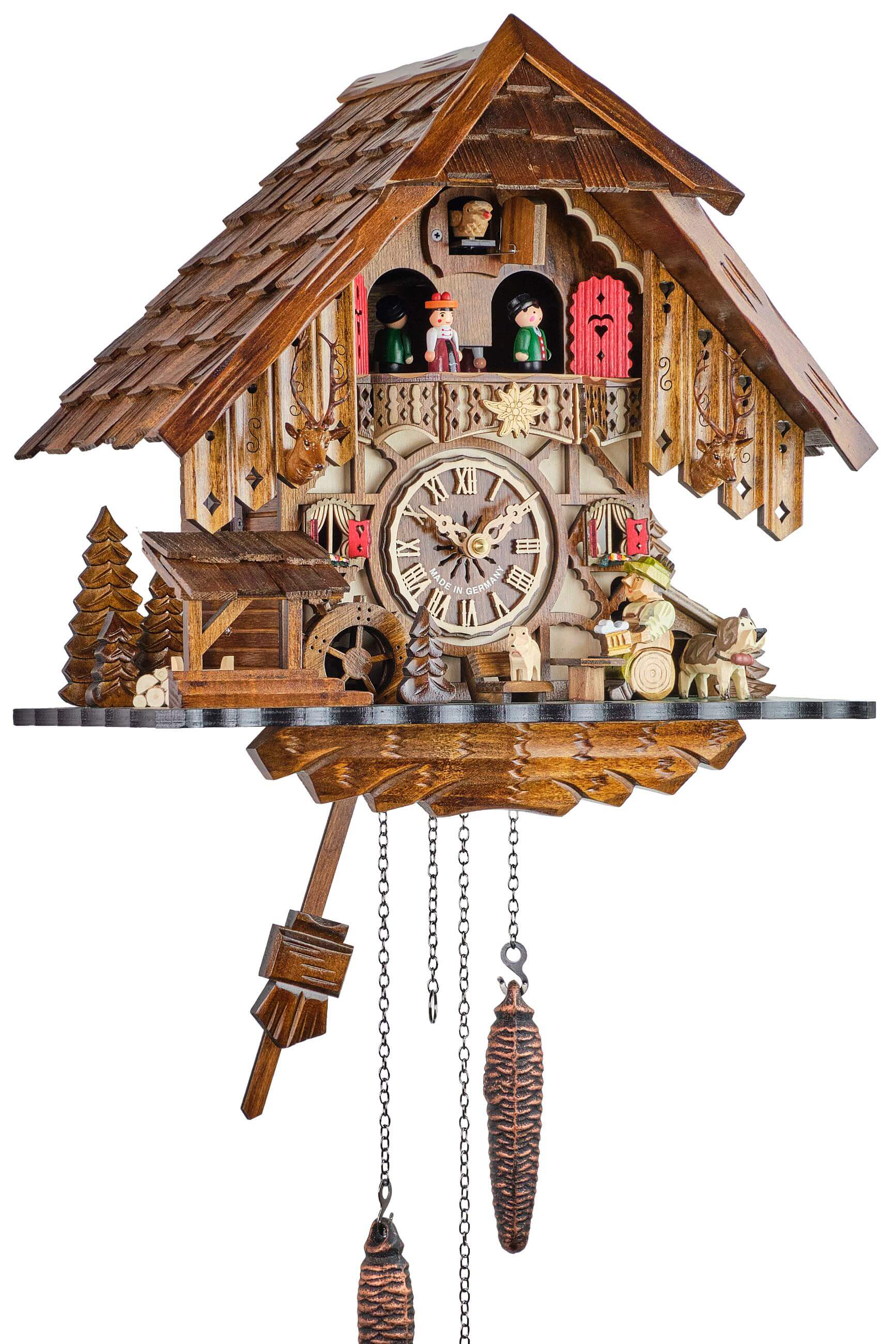 Engstler -Cuckoo clock half-timbered house and beer drinker quartz movement 35cm- 487 QMT HZE MG