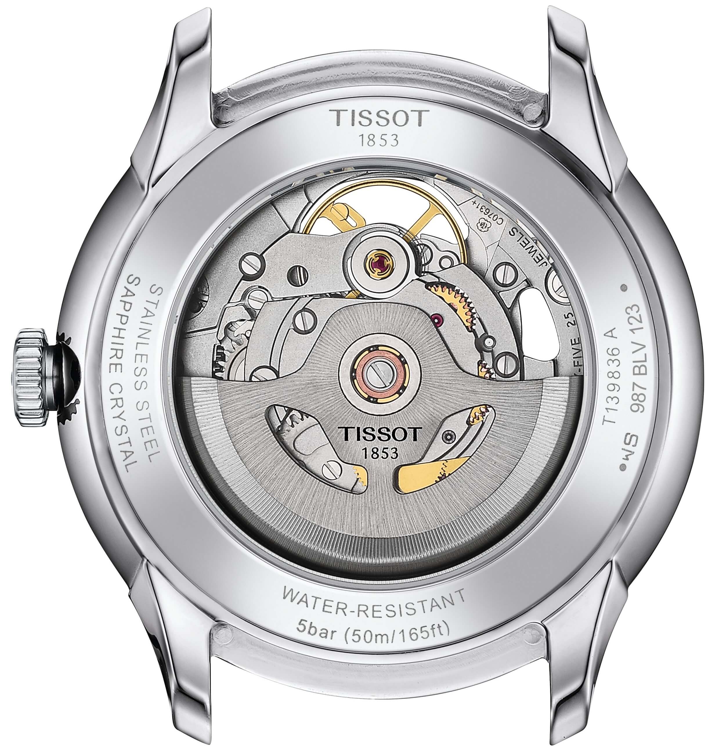 TISSOT -Chemin Des Tourelles Squelette Men's Watch Silver Blue Automatic Sapphire Crystal 39mm- T139.836.11.048.00