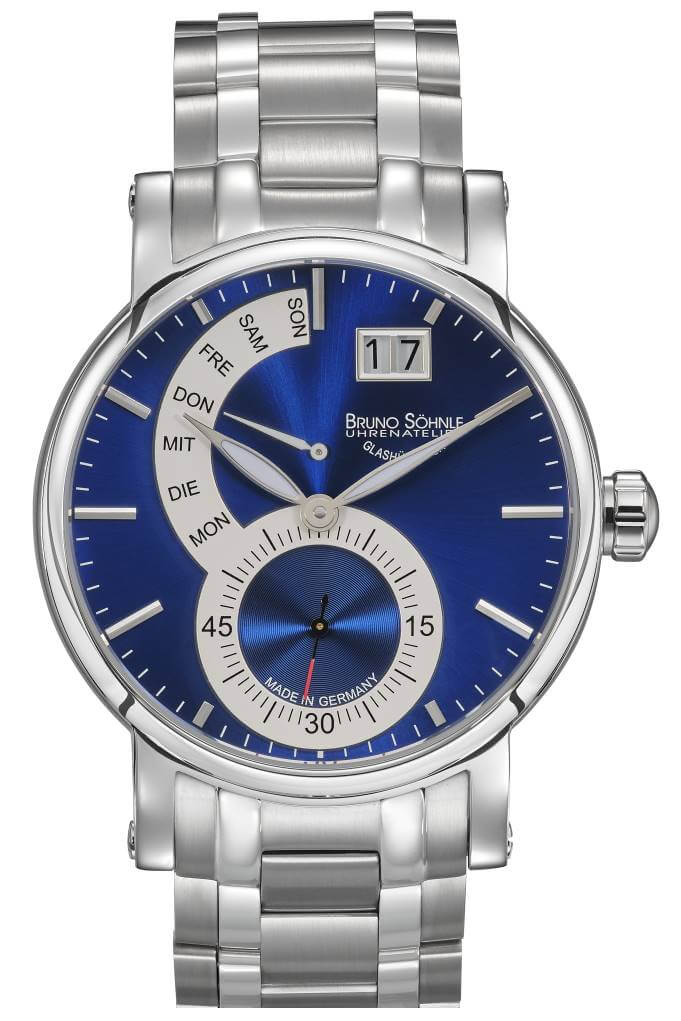 Bruno Söhnle -Pesaro II men's watch silver blue date quartz 43mm- 17-13073-384