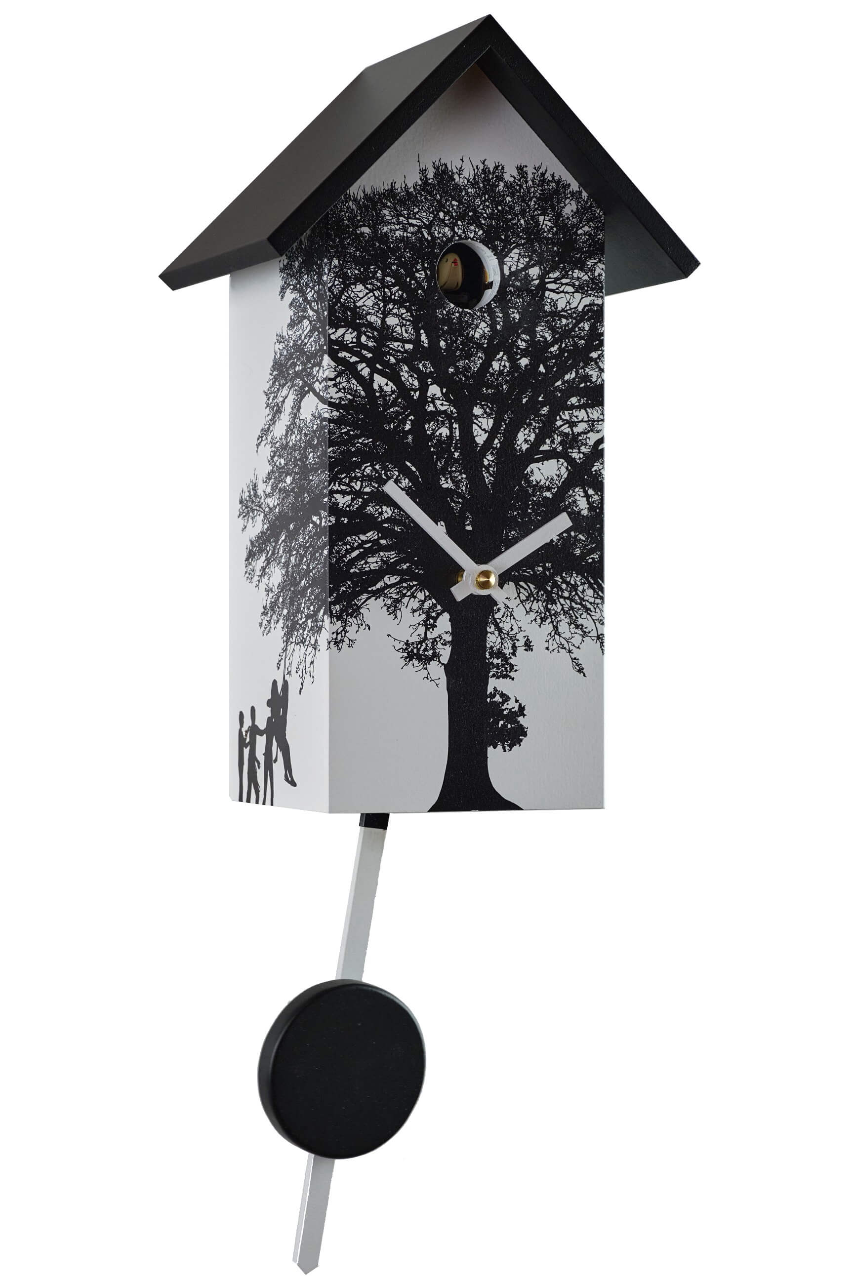 Engstler -Cuckoo clock modern white with tree quartz movement 29cm- 360/30 Q