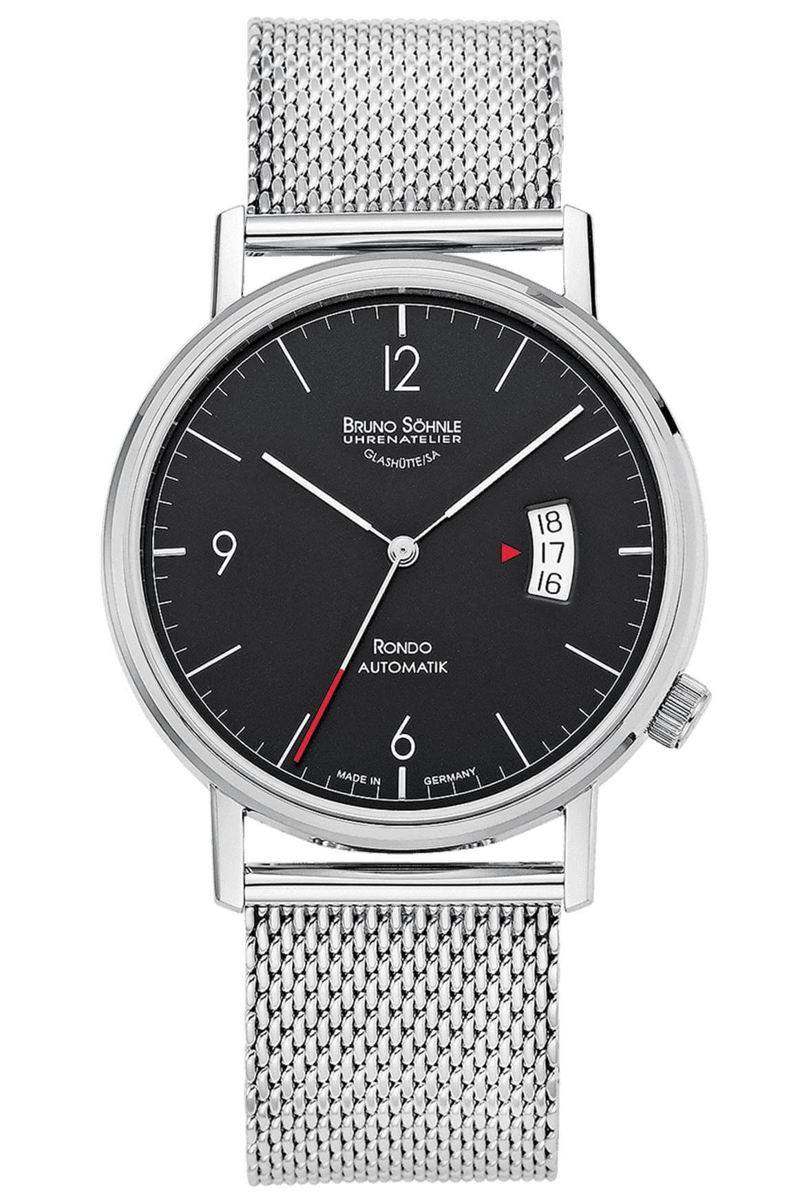 Bruno Söhnle -Rondo Automatik Herrenuhr Silber Schwarz 41mm- 17-12098-760