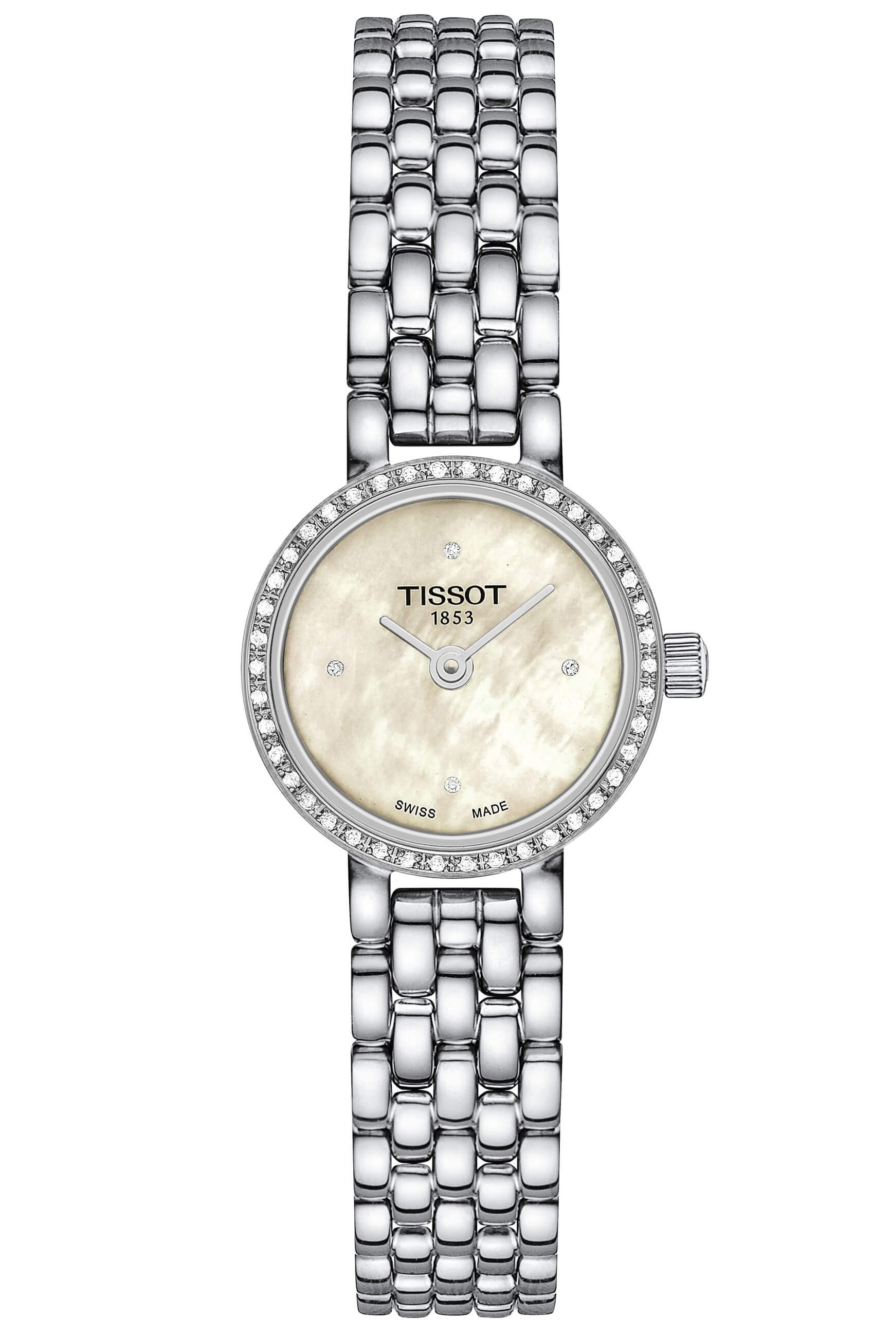 TISSOT -Lovely Ladies' Watch Silver White Mother-of-Pearl with Diamonds Quartz Sapphire Crystal 20mm- T140.009.61.116.00