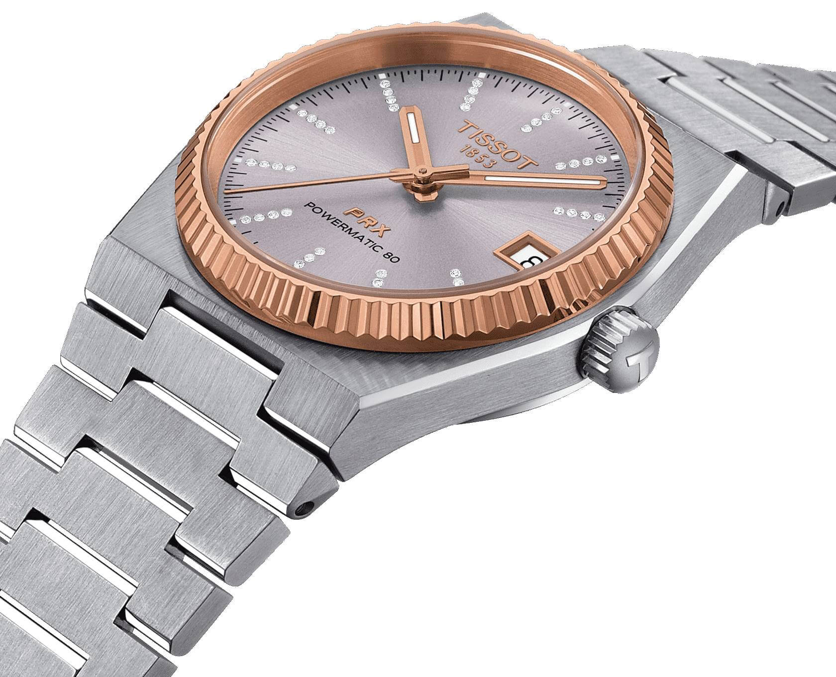 TISSOT -PRX Powermatic 80 Steel and 18K Gold Damenuhr Silber Automatik 35mm- T931.207.41.336.00