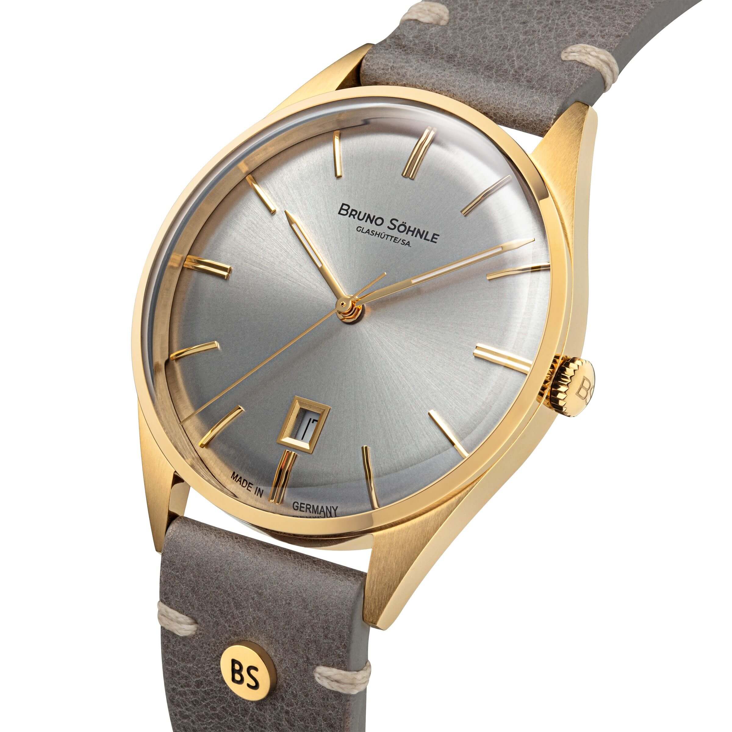 Bruno Söhnle -Merano Herrenuhr Grau Gold Quarz Saphirglas 40mm- 17-33232-241