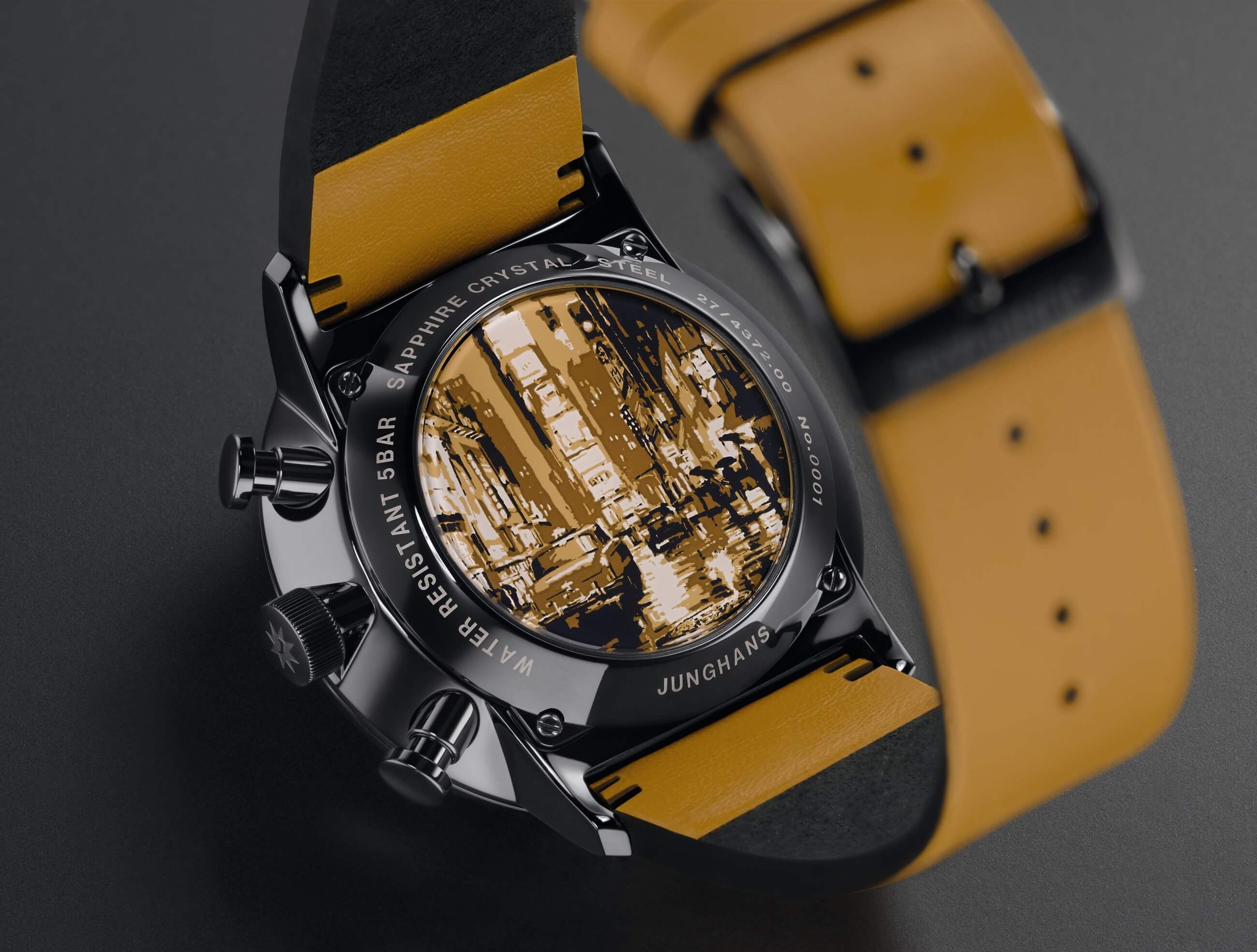 Junghans -FORM A Chronoscope Men's Watch Yellow Black Automatic Sapphire Crystal 42mm- 027/4372.00