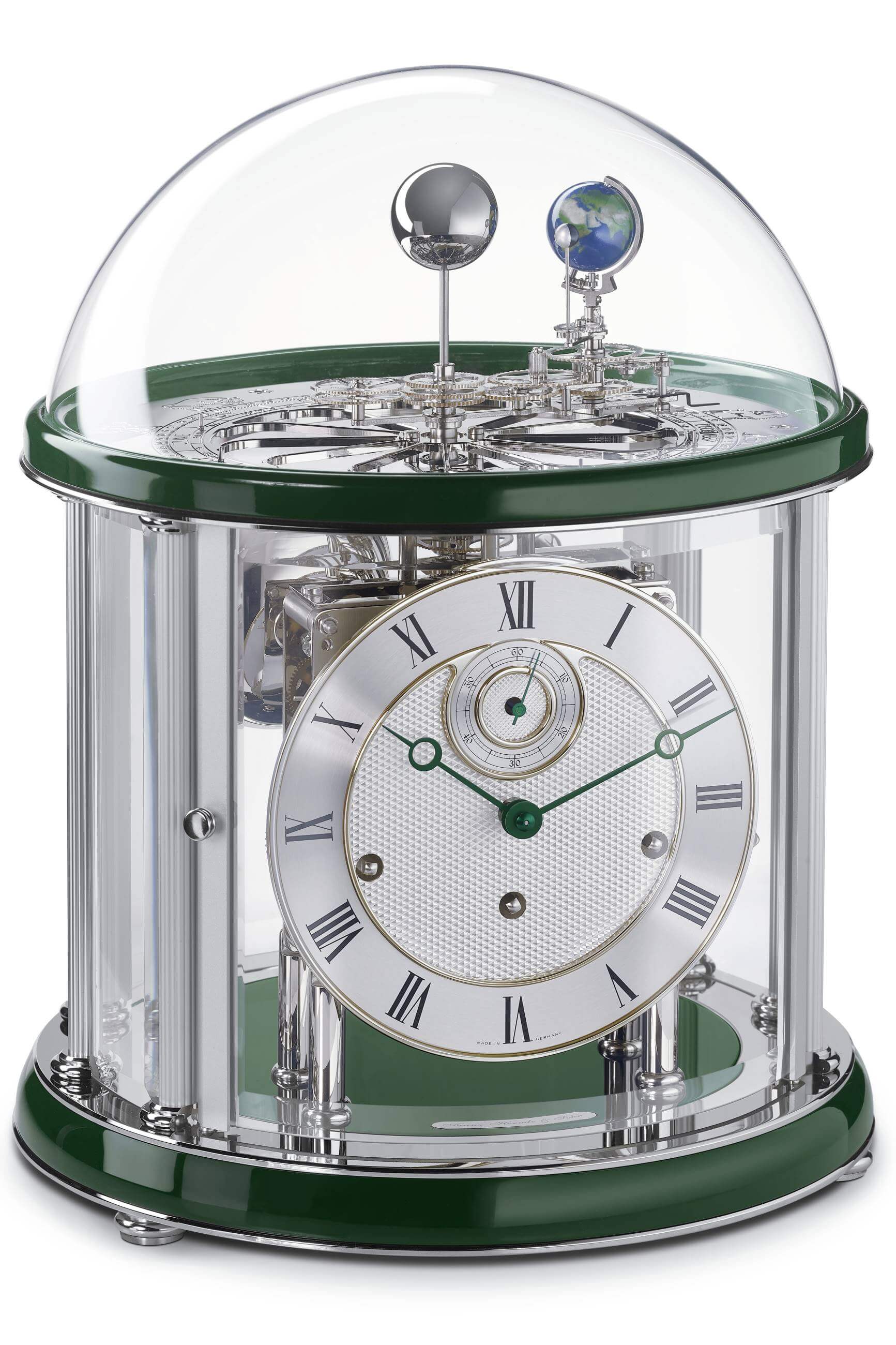 Hermle -Tellurium Chrom Grün 8-Tage Laufwerk 35cm- 22823-V10352