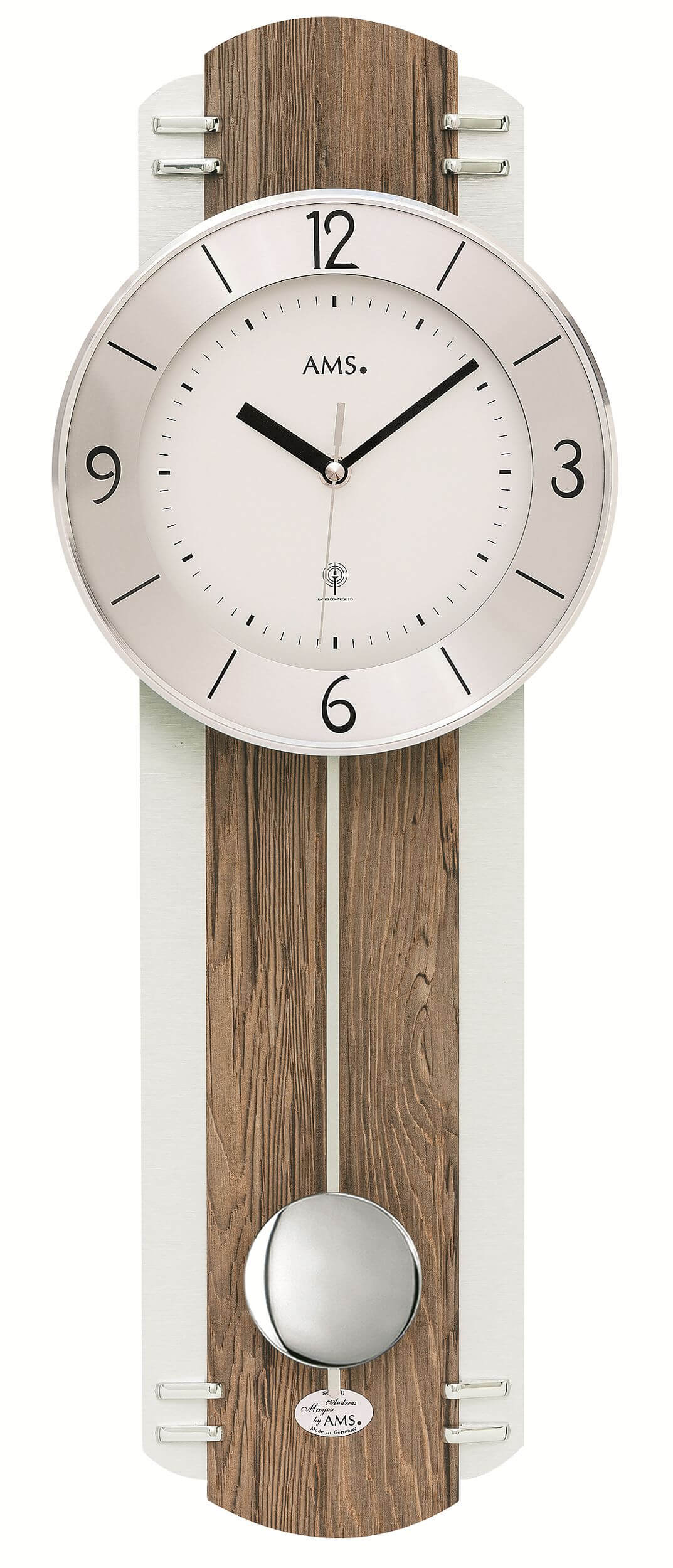 AMS -Funkuhr Nussbaum 60cm- 5292