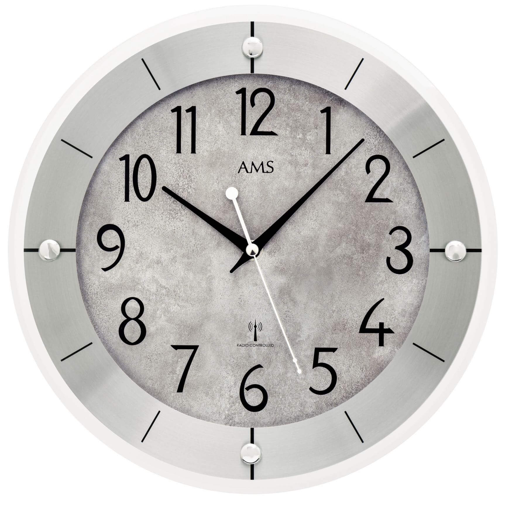 AMS -Wall clock silver antique radio controlled movement 31cm- 5590