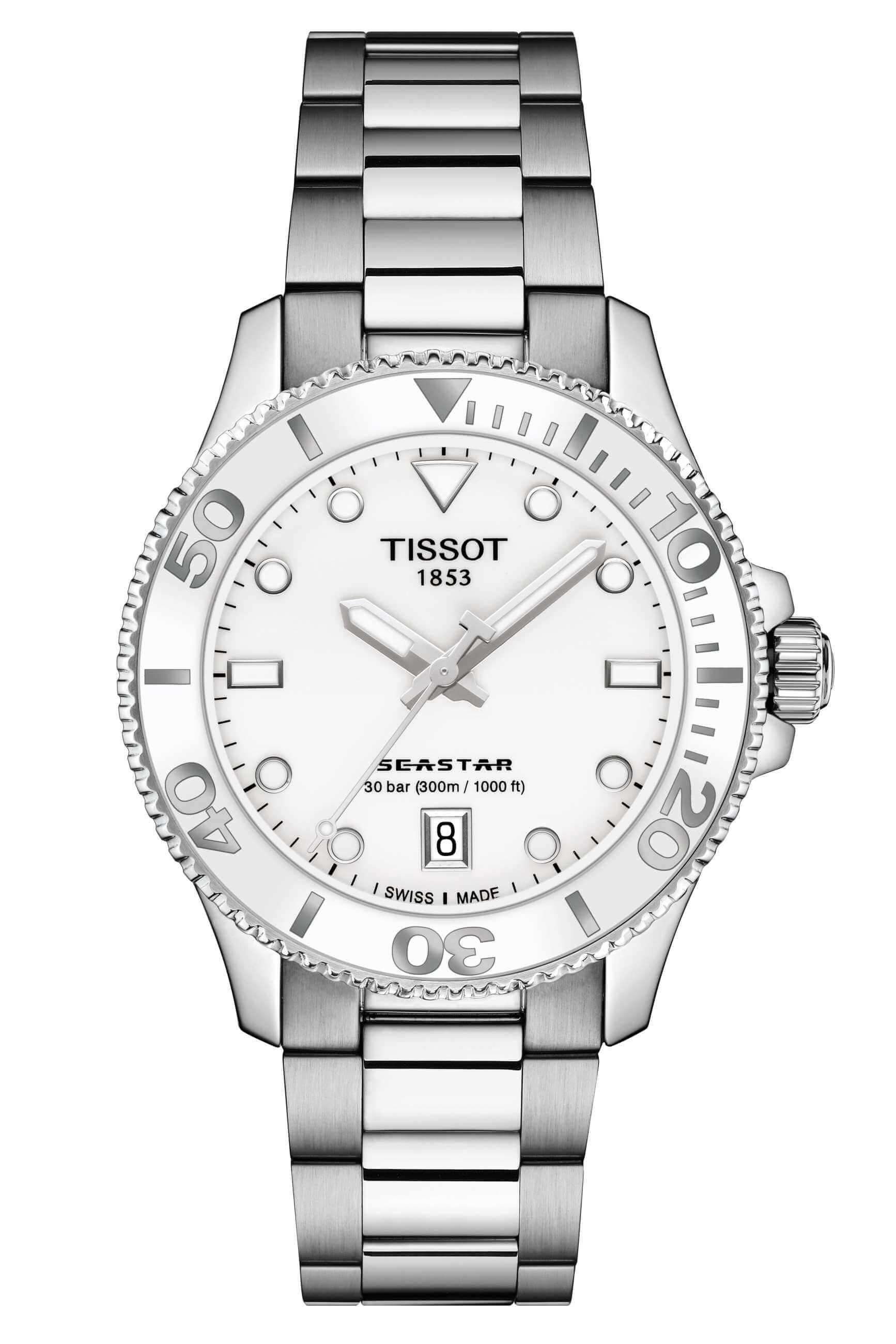 TISSOT -Seastar 1000 ladies' watch silver sapphire crystal quartz 36mm- T120.210.11.011.00