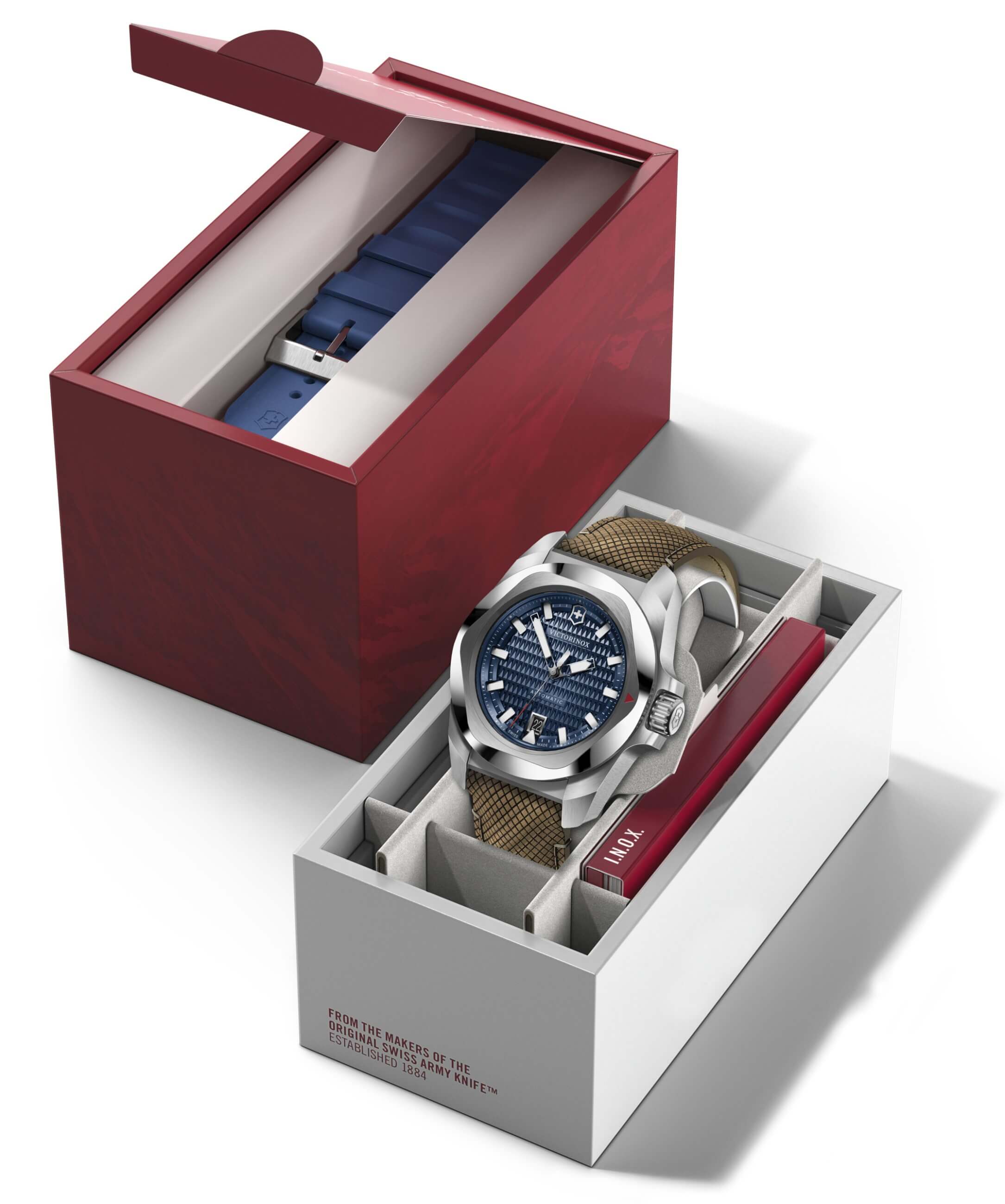 Victorinox -I.N.O.X Auto Herrenuhr Braun Blau Automatik Saphirglas 41mm- 242018.1