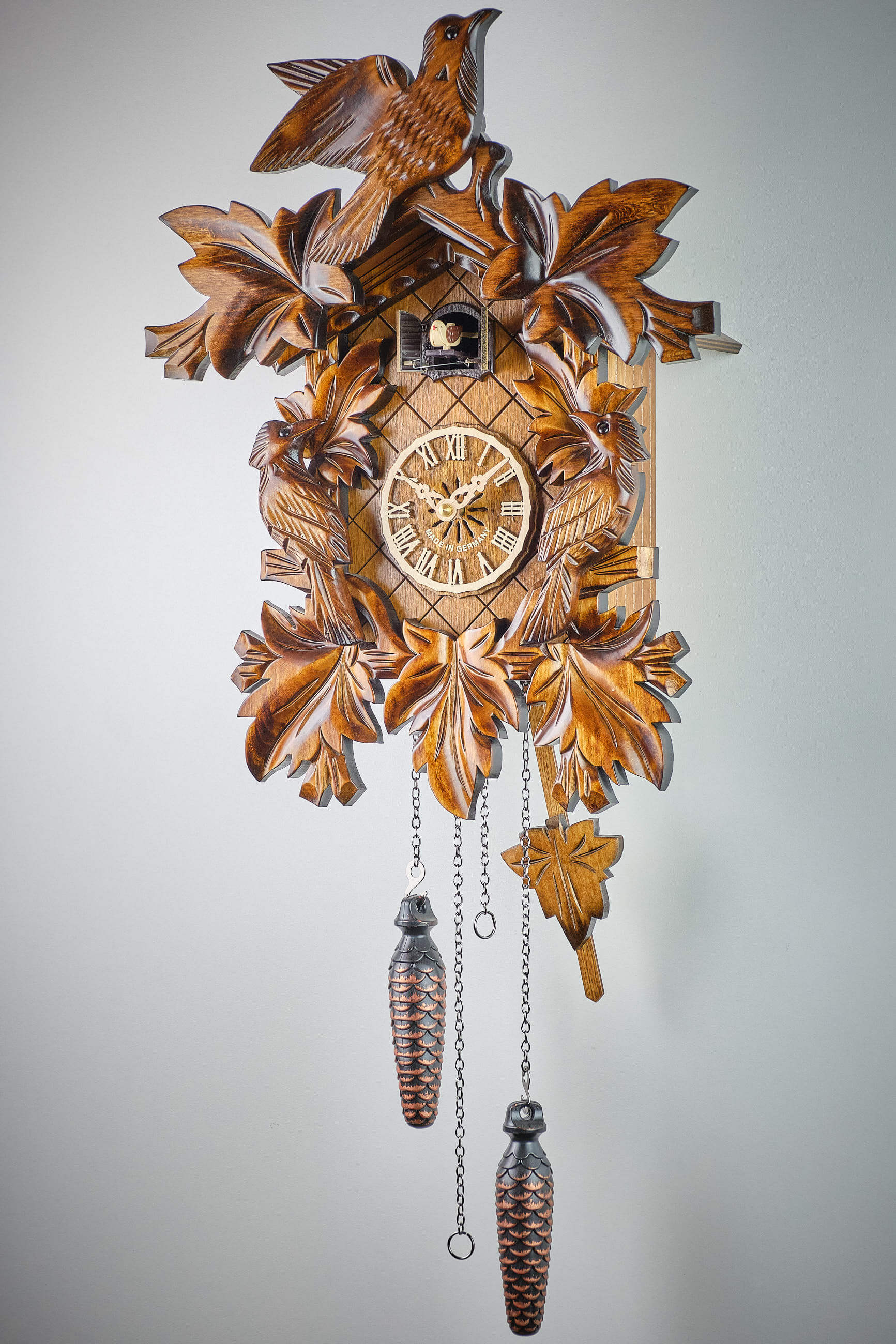 Engstler -Cuckoo clock quartz movement motif Dreivogel 41cm- 638 Q