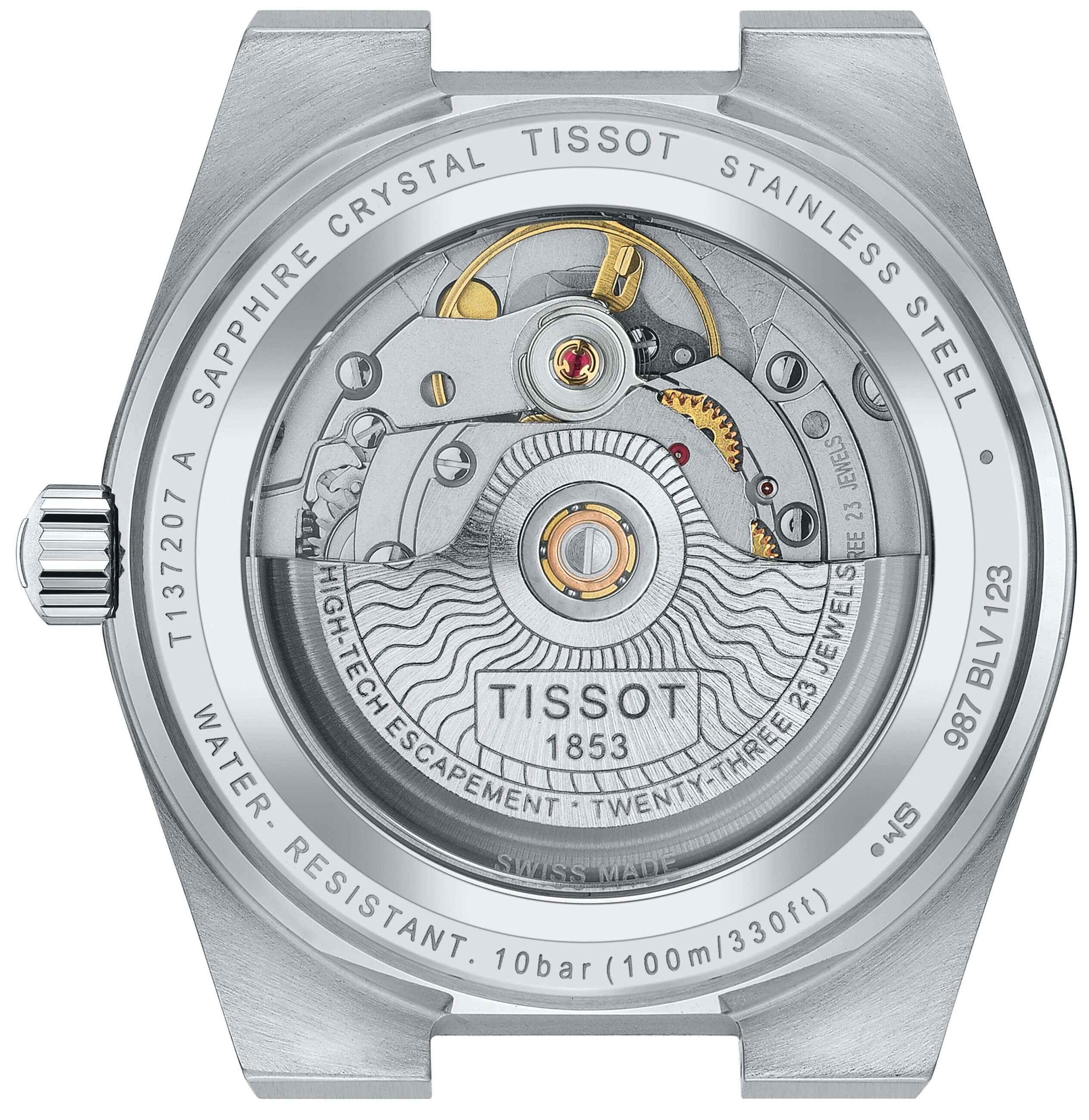 TISSOT -PRX Powermatic 80 Damen - und Herrenuhr Silber Blau Automatik Saphirglas 35mm- T137.207.11.041.00