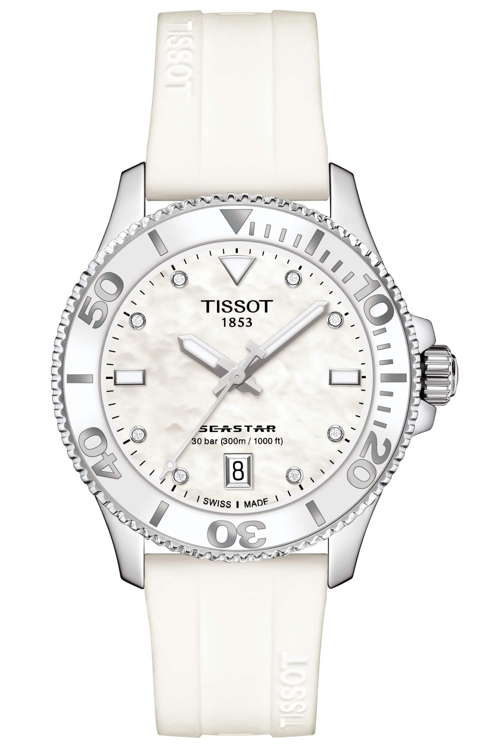 TISSOT -Seastar 1000 ladies' watch white mother-of-pearl quartz sapphire crystal 36mm- T120.210.17.116.00