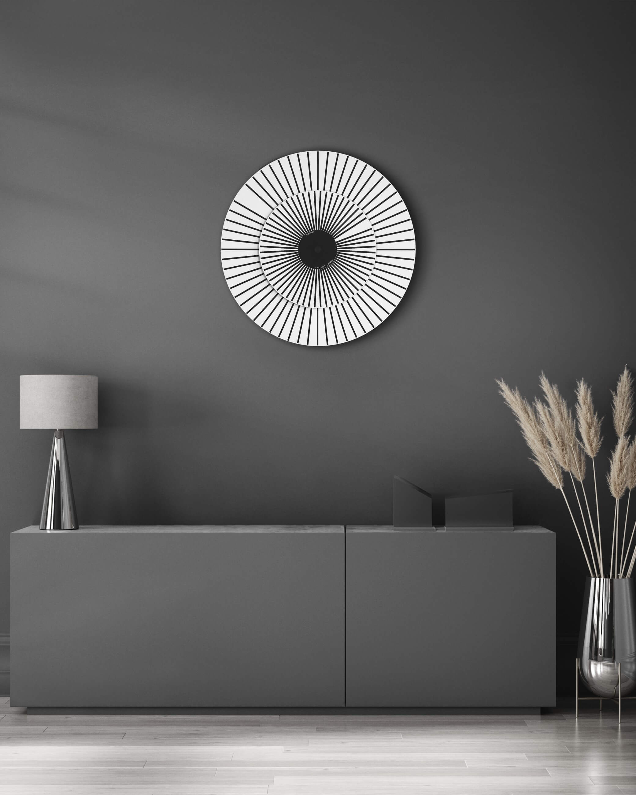 Hermle -118 Hand Design Wall Clock White Black Quartz 50cm- 30930-002100