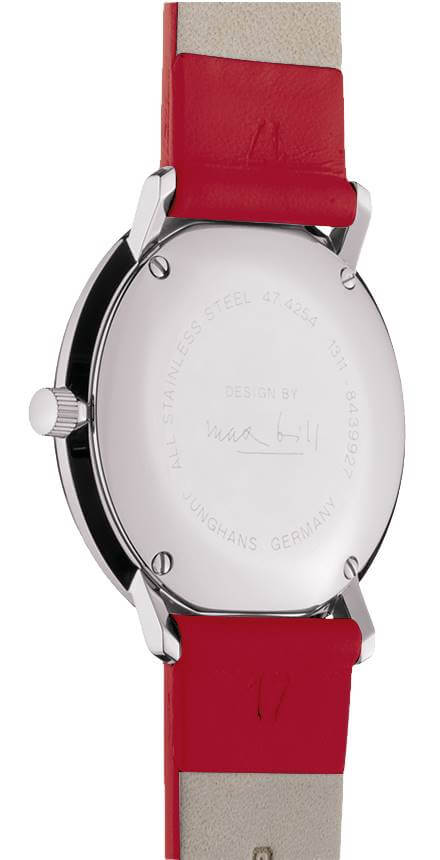 Junghans -max bill Damen Rot Weiß Quarz Saphirglas 33mm- 047/4541.02