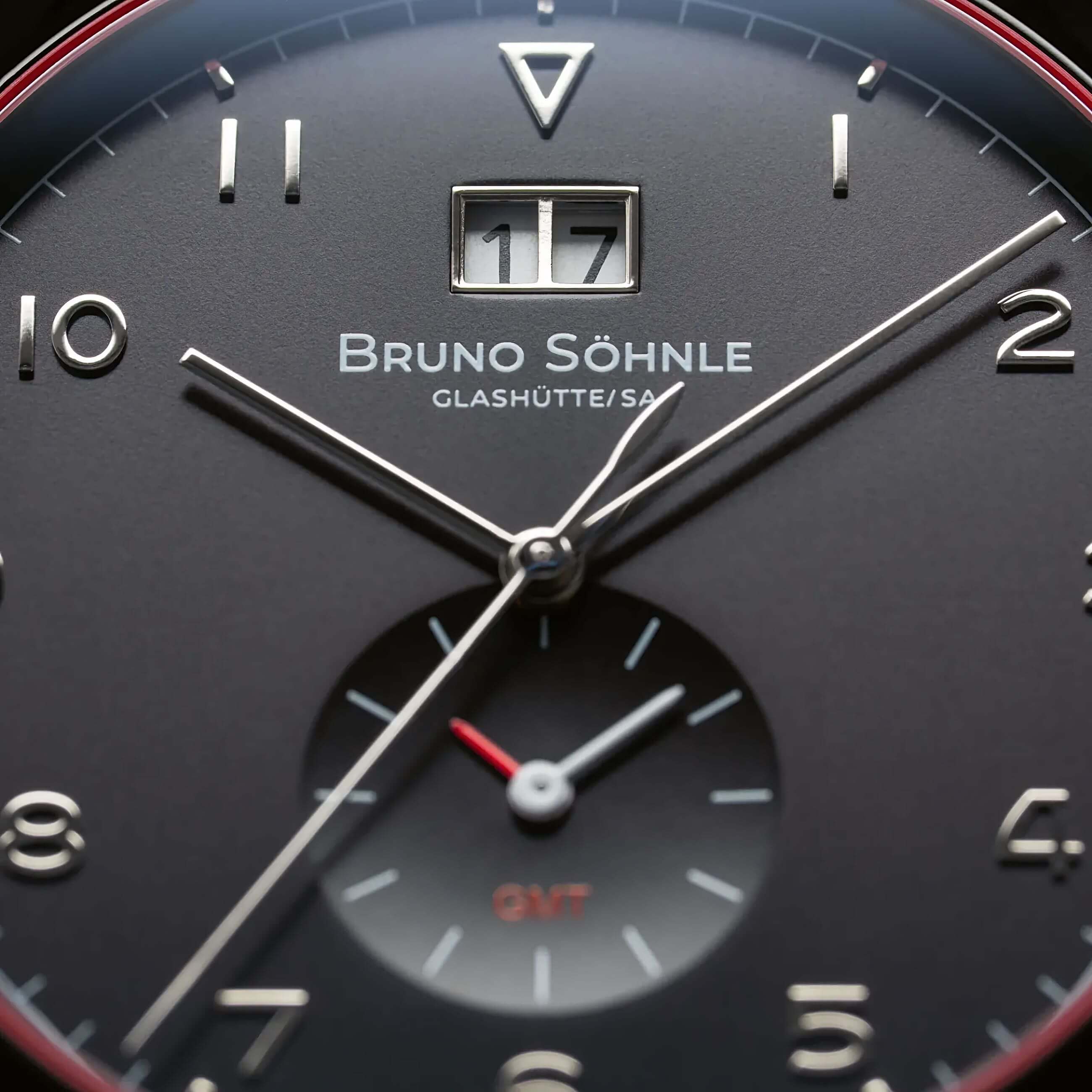 Bruno Söhnle -Brunello GMT Herrenuhr Schwarz Datum Saphirglas Quarz 41mm- 17-73239-721