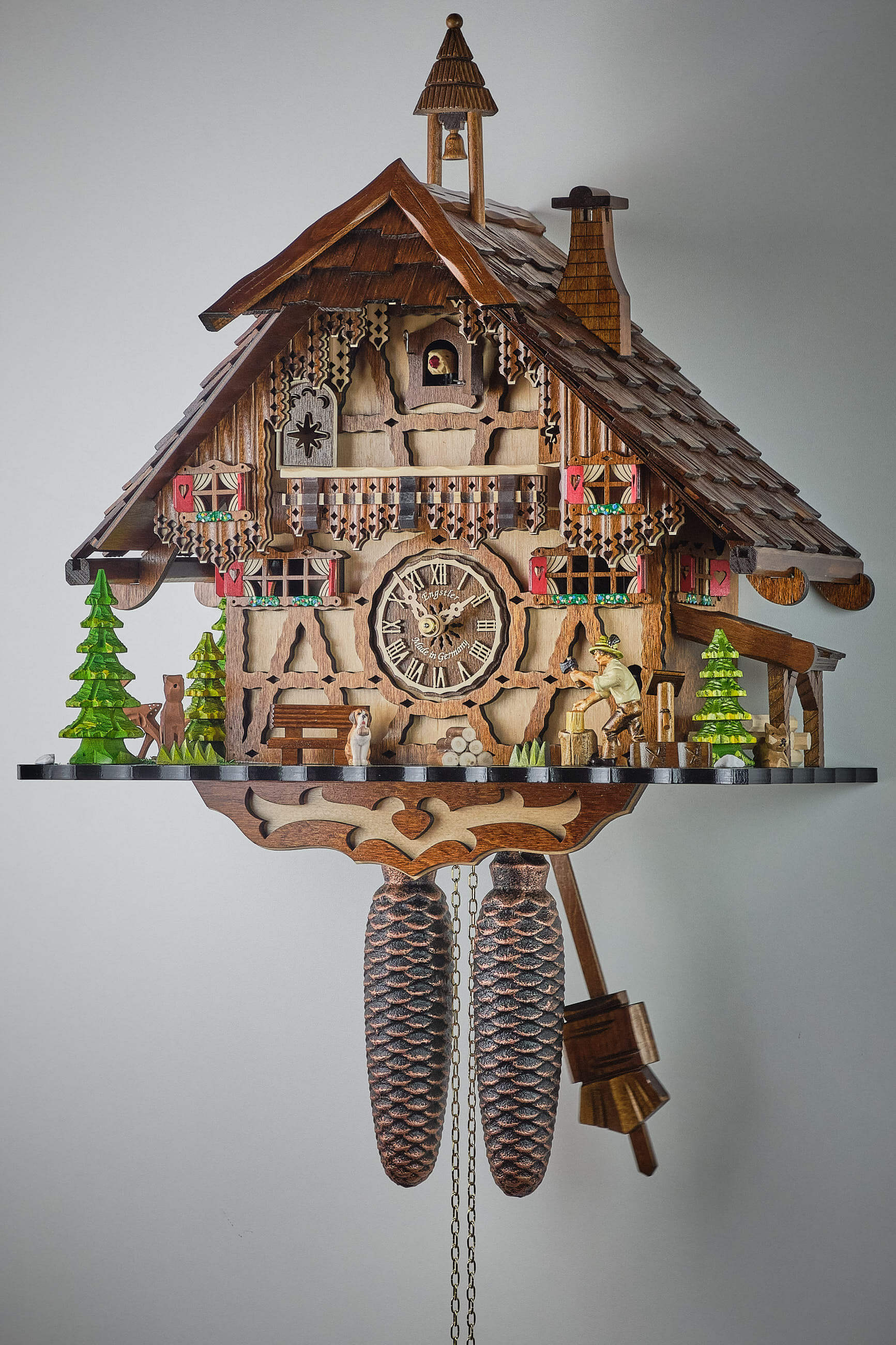 Engstler -Cuckoo clock Black Forest house with half-timbered 8-day movement 43cm- 3651/8