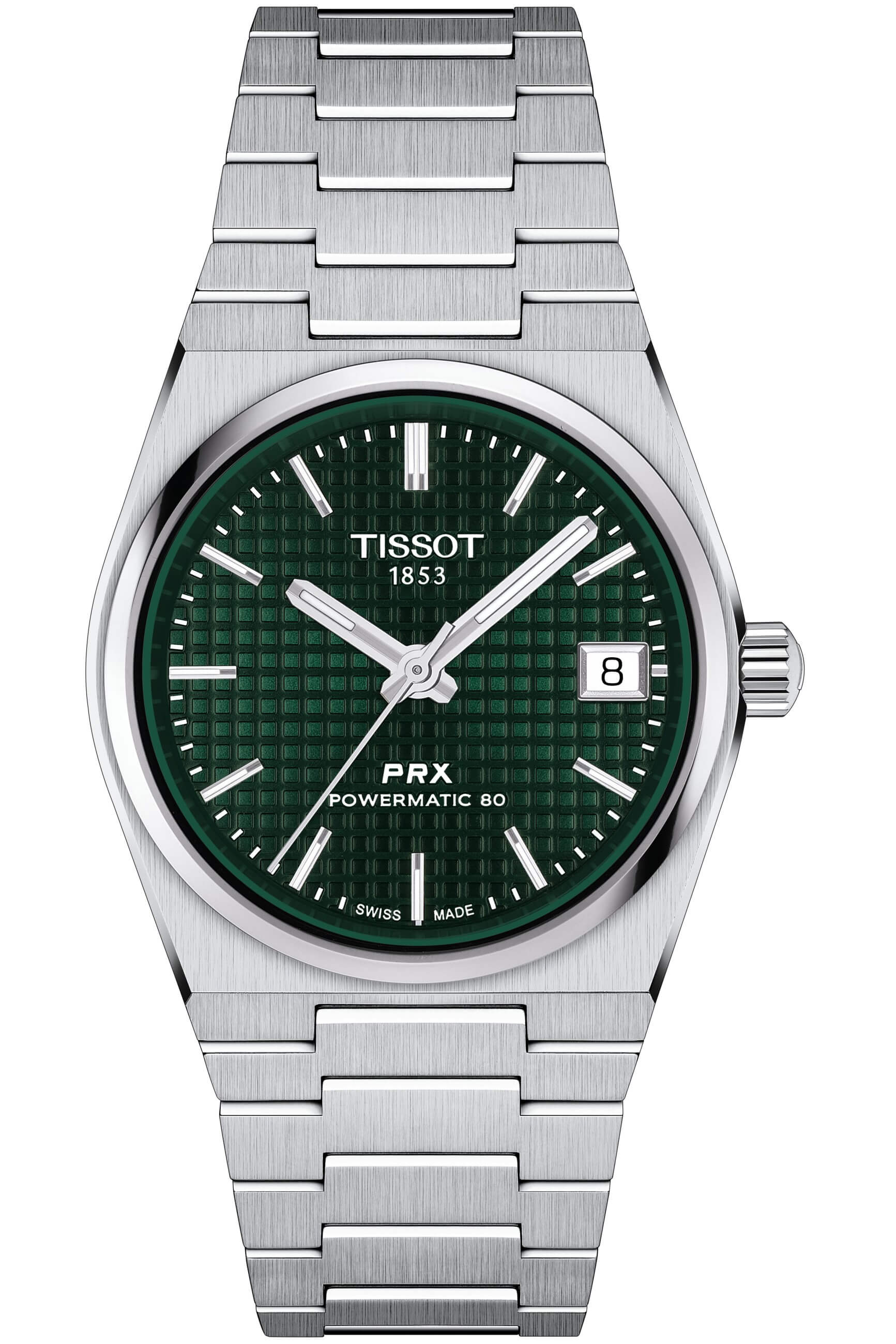 TISSOT -PRX Powermatic 80 Ladies' and Men's Watch Silver Green Automatic Sapphire Crystal 35mm- T137.207.11.091.00