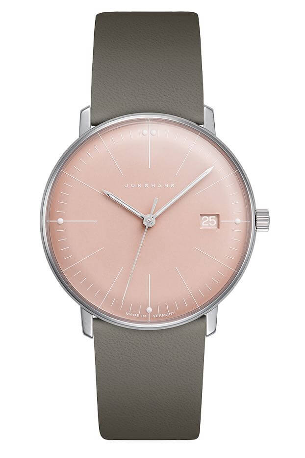 Junghans -max bill ladies' watch grey-brown rosé quartz sapphire crystal 33mm- 047/4555.02