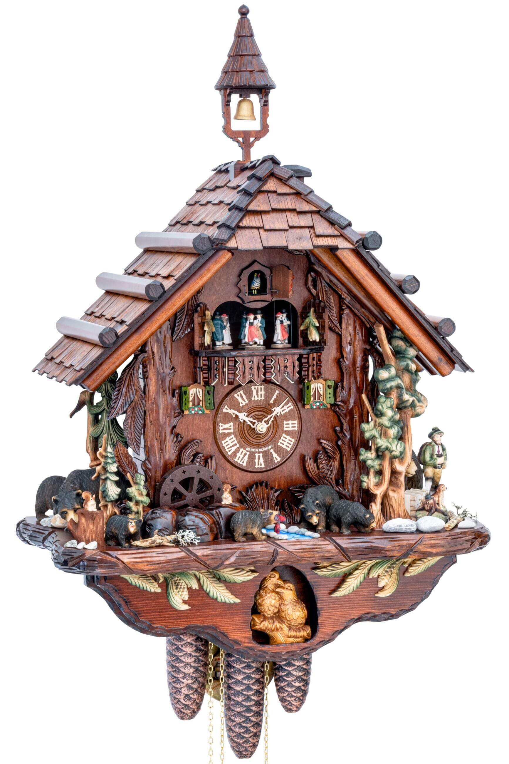 Hekas -Kuckucksuhr 8-Tage Laufwerk Musik Haus Bären 68cm- 3776/8 EX