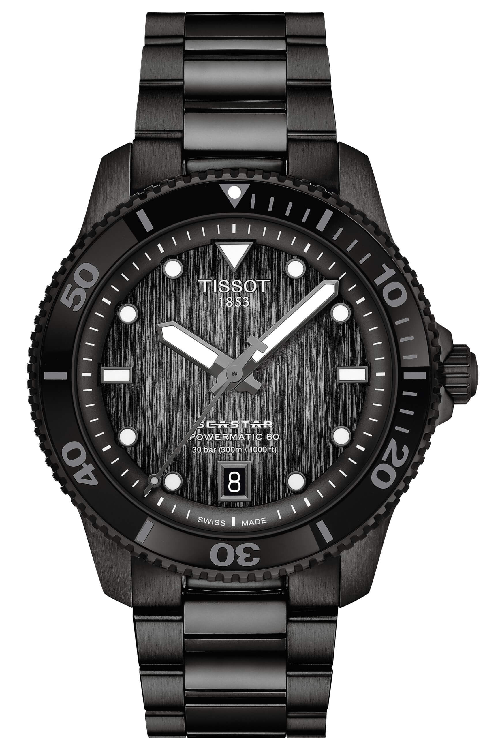 TISSOT -Seastar 1000 Powermatic 80 Men's Watches Black Grey Automatic Sapphire Crystal 40mm- T120.807.33.051.00