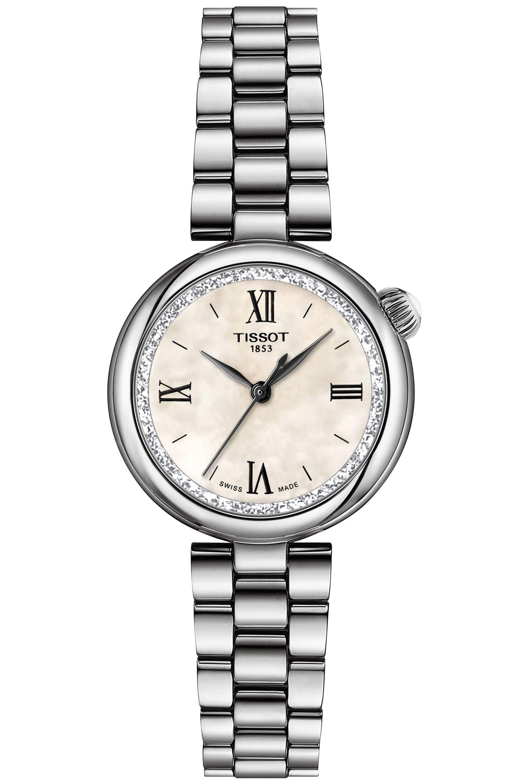 TISSOT -Desir Damenuhr Silber Weißes Perlmutt Quarz Saphirglas 28mm- T152.010.11.118.00