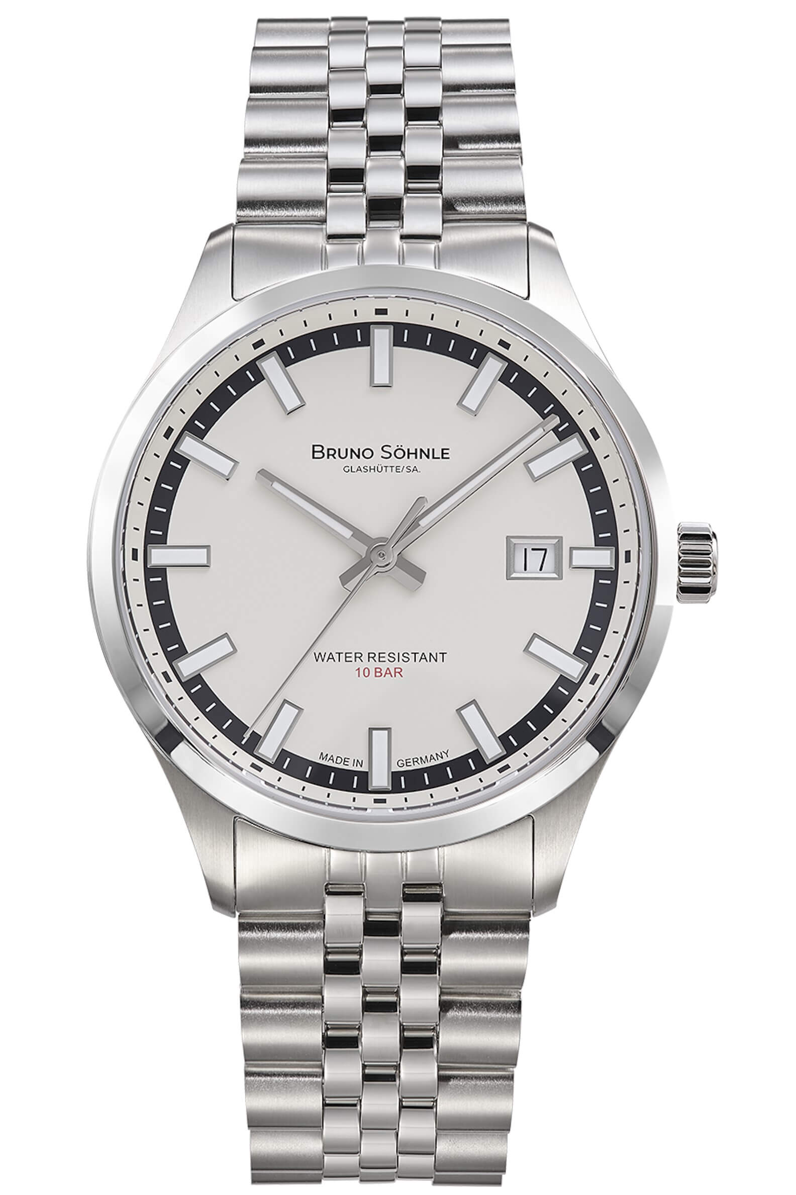 Bruno Söhnle -Turin Automatik Herrenuhr Silber Hellgrau Datum Saphirglas 40mm- 17-12230-842