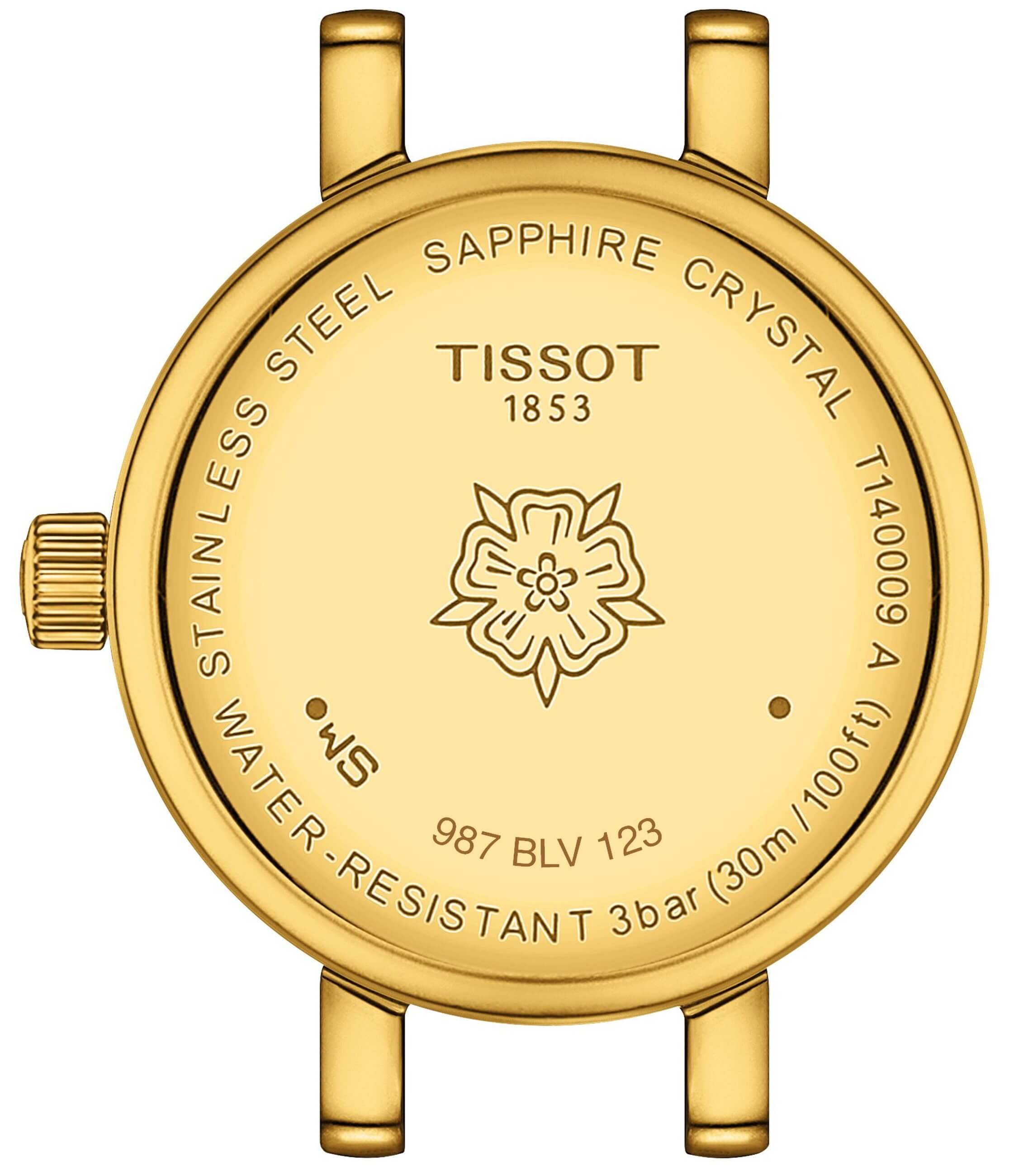 TISSOT -Lovely ladies' watch gold champagne with diamonds quartz sapphire crystal 20mm- T140.009.63.026.00