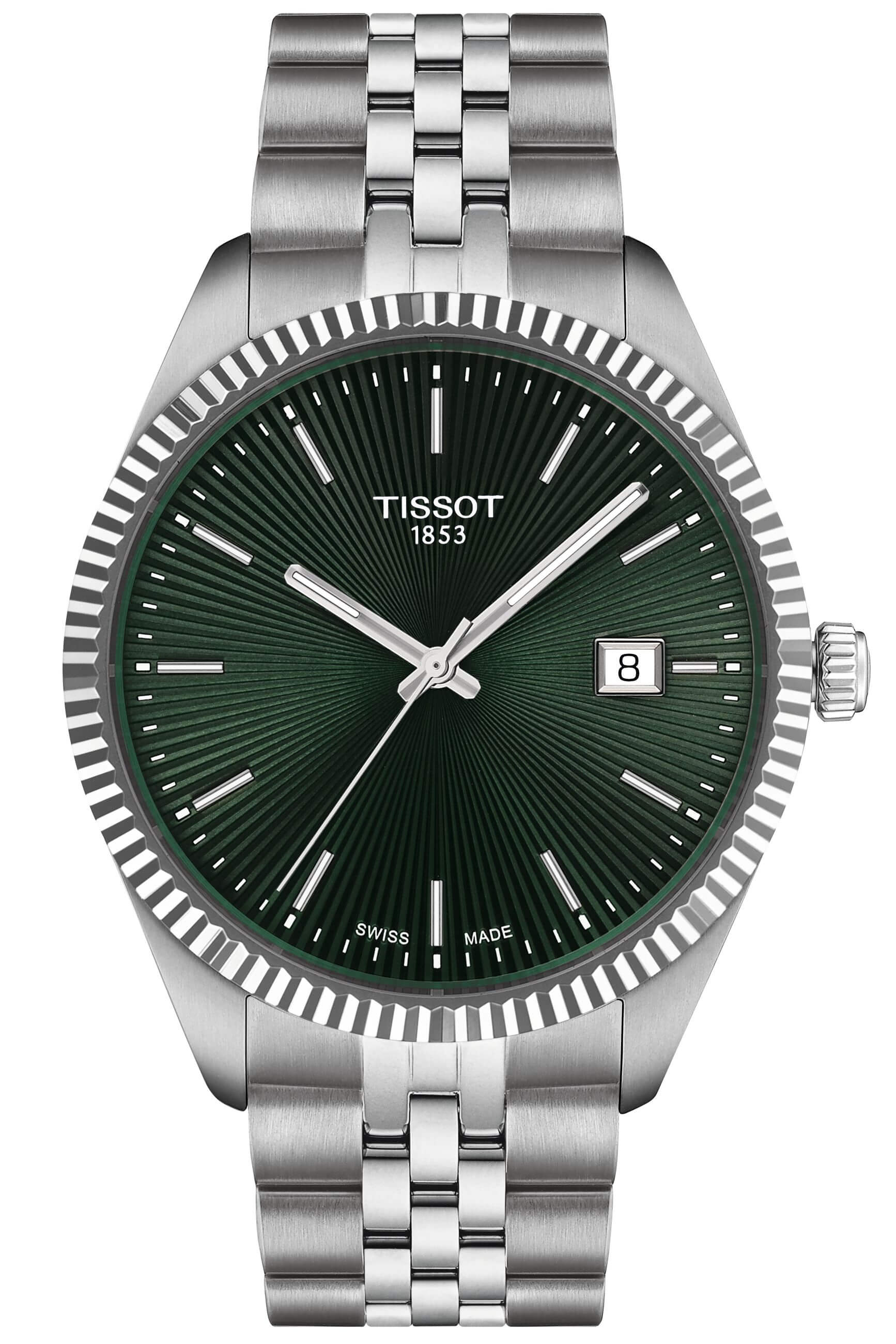 TISSOT -Ballade men's watch silver green quartz sapphire crystal 40mm- T156.410.11.091.00