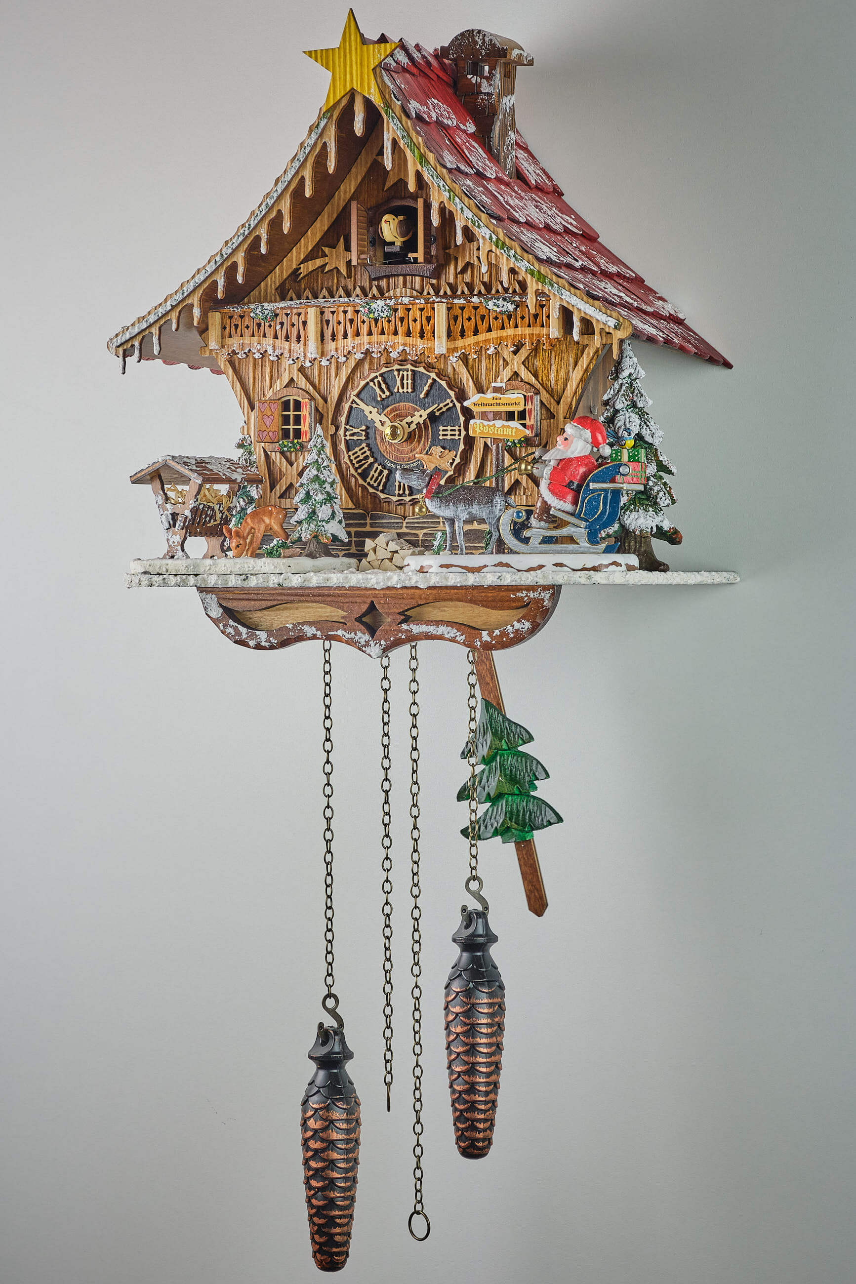 Hönes -Cuckoo Clock Quartz Movement Christmas 31cm- 6706QM