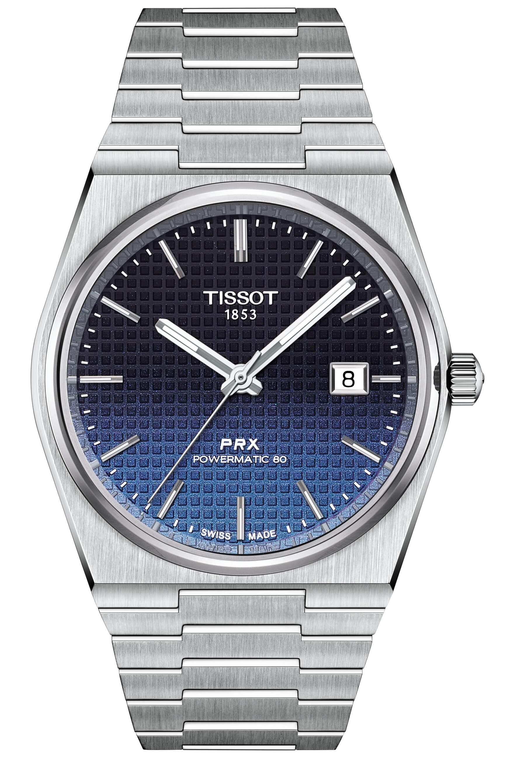 TISSOT -PRX Powermatic80 Gradient Herrenuhr Silber Schwarzblau Automatik Saphirglas 40mm- T137.407.11.051.01