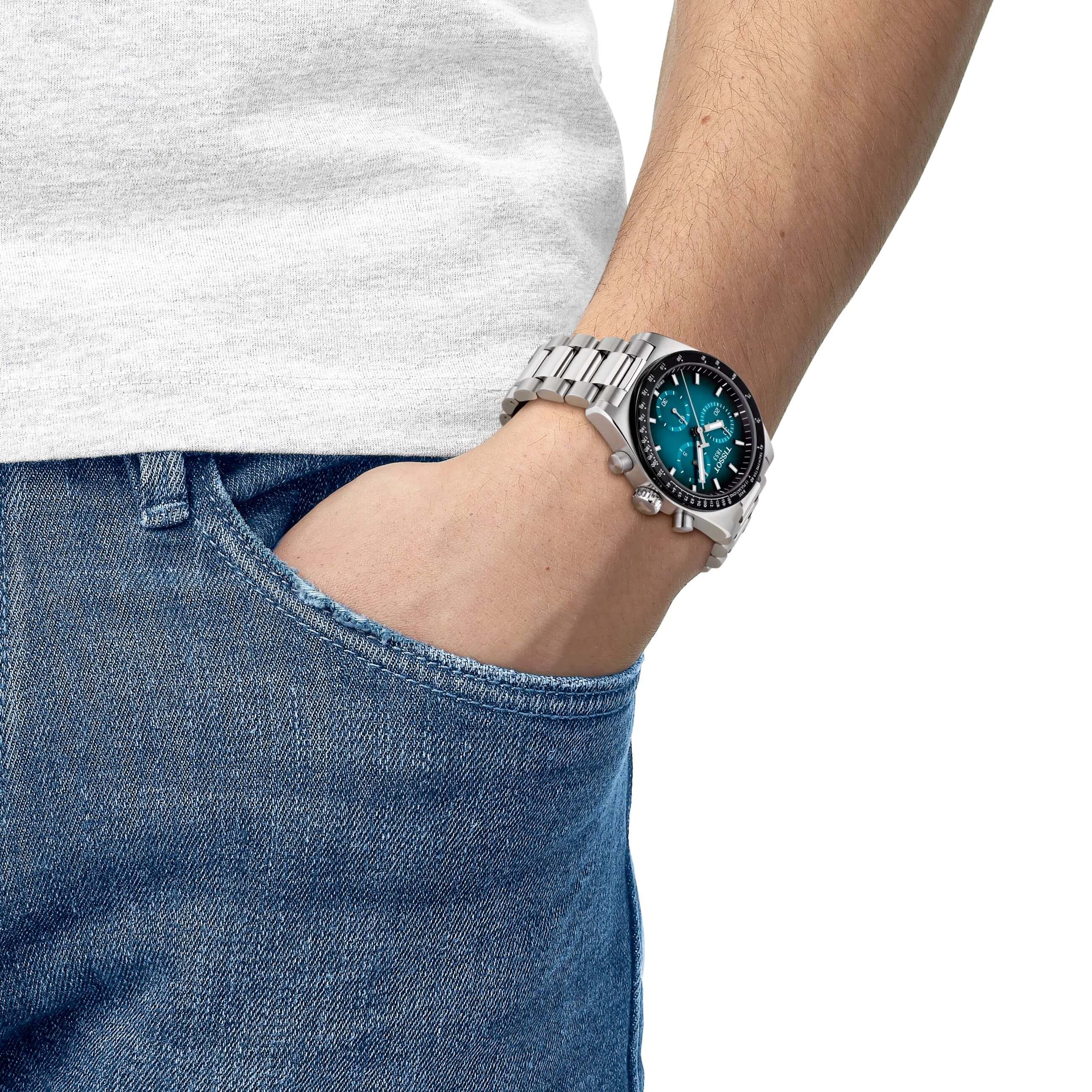 TISSOT -TISSOT PR516 Chronograph Herrenuhr Silber Petrol Quarz Saphirglas 40mm- T149.417.11.041.01