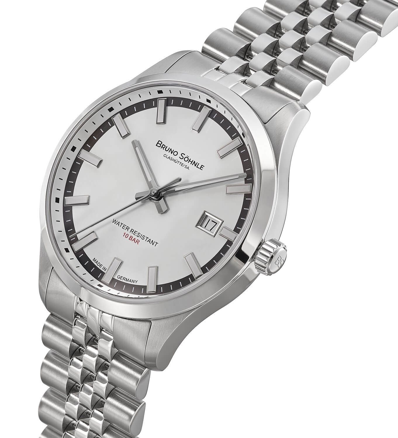 Bruno Söhnle -Turin Automatik Herrenuhr Silber Hellgrau Datum Saphirglas 40mm- 17-12230-842