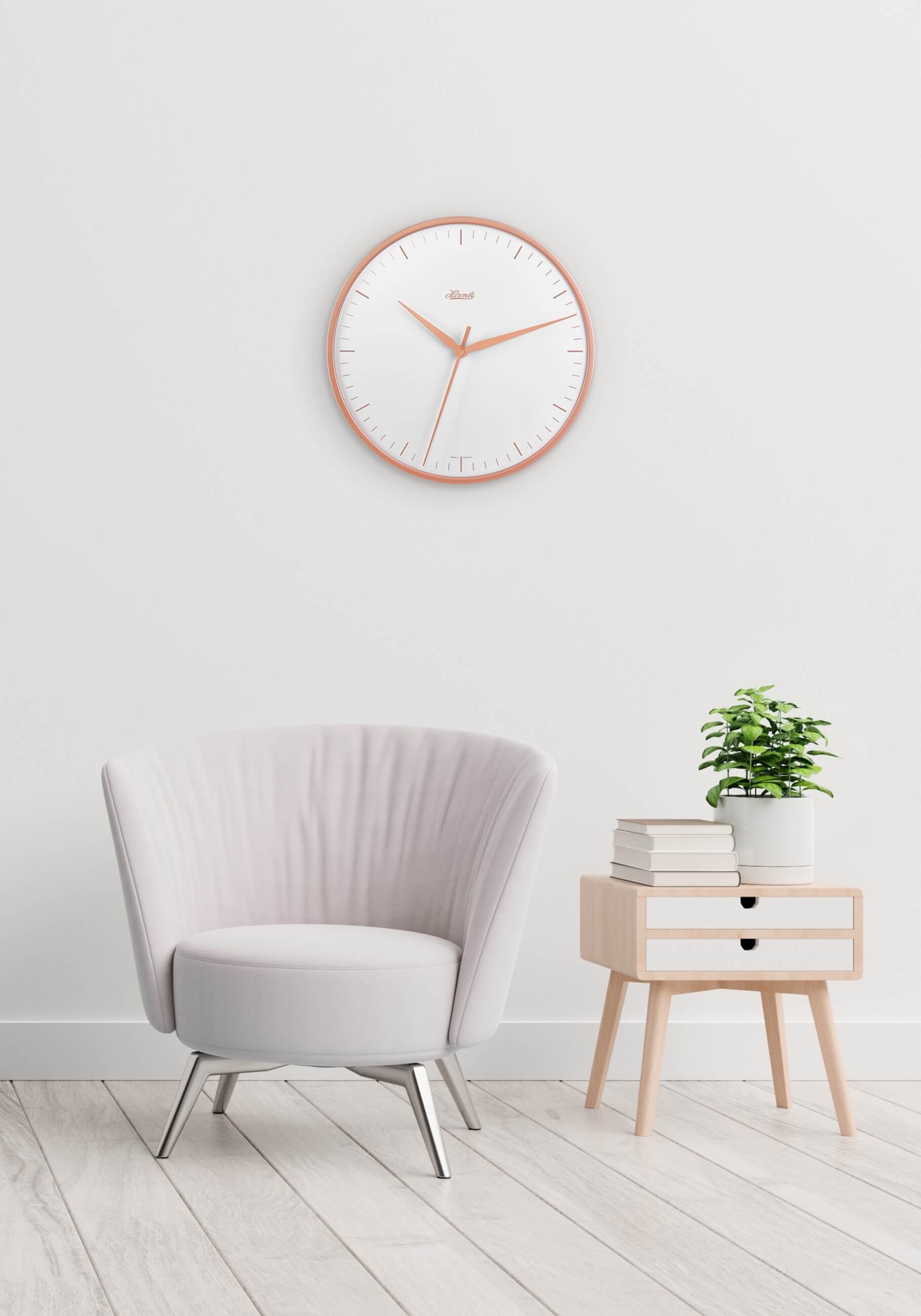 Hermle -Wall clock rose gold white quartz 40cm- 30919-V52100