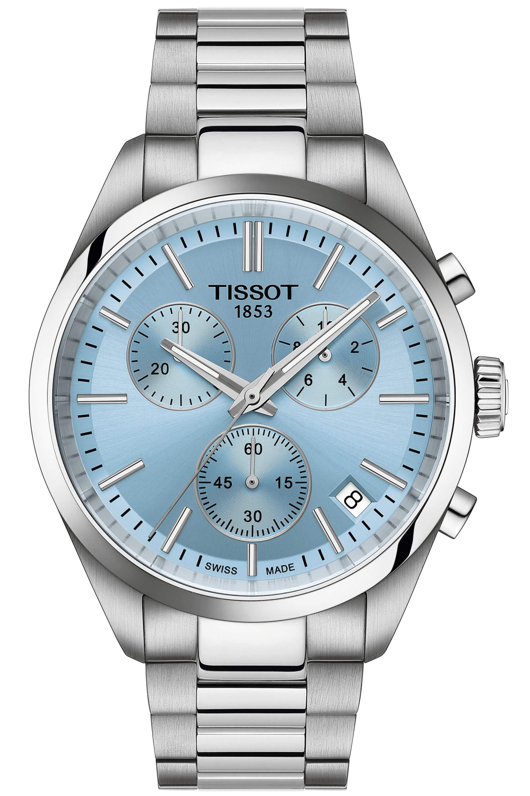 TISSOT -PR 100 Chronograph Men's Watch Silver Blue Quartz Sapphire Crystal 40mm- T150.417.11.351.00