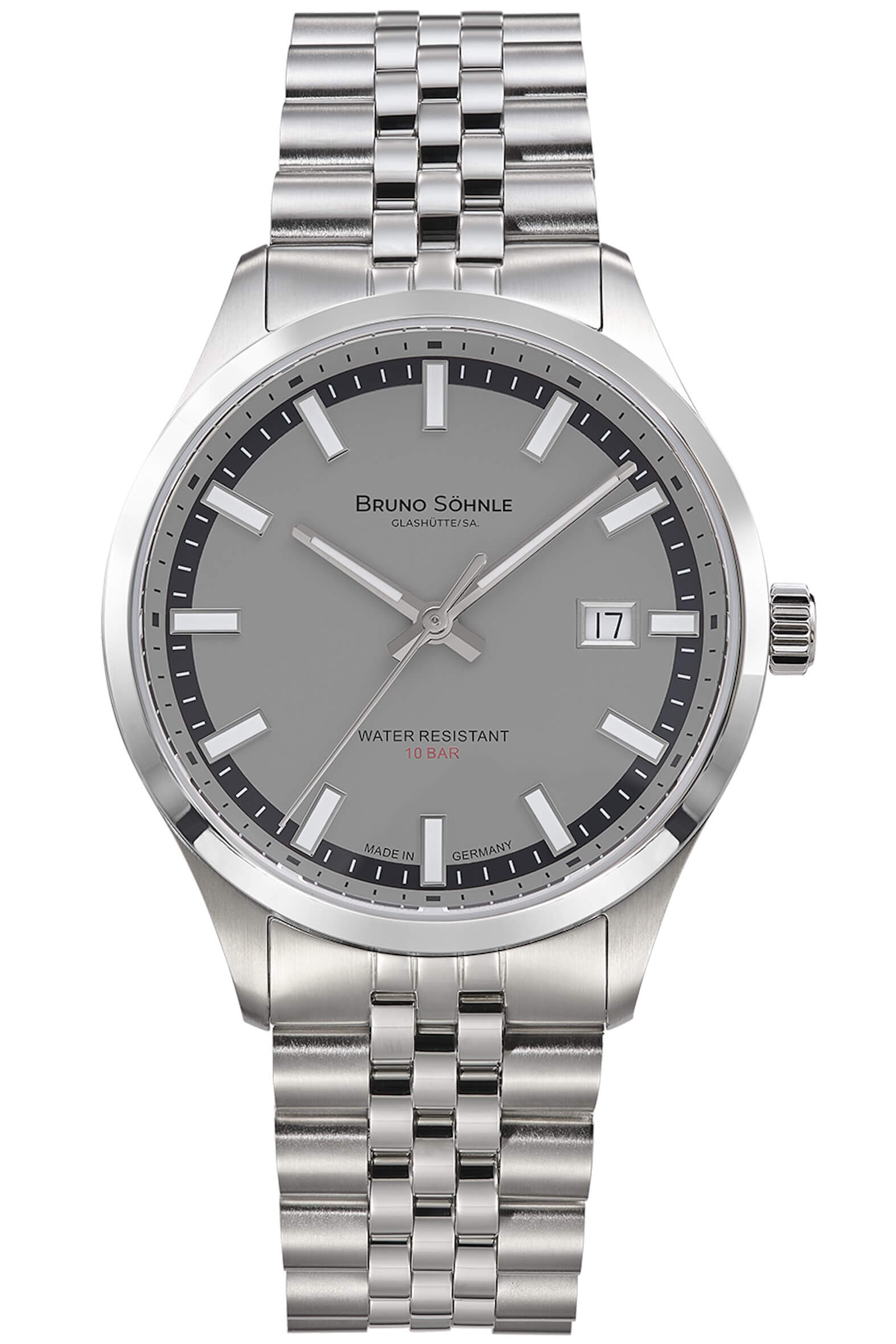 Bruno Söhnle -Turin Automatik Herrenuhr Silber Dunkelgrau Datum Saphirglas 40mm- 17-12230-840