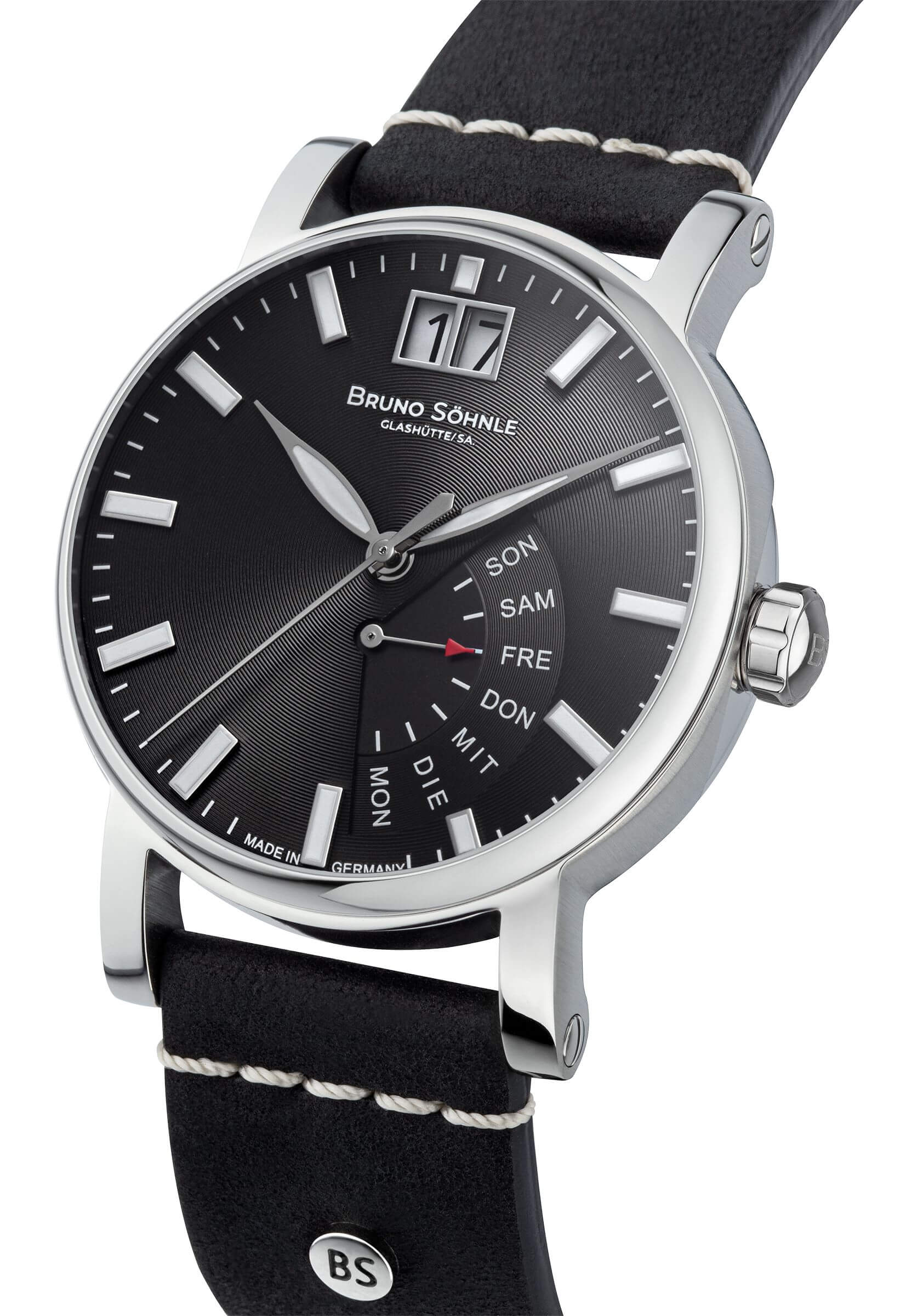Bruno Söhnle -Pesaro I Herrenuhr Schwarz Silber Quarz Saphirglas 43mm- 17-13073-743
