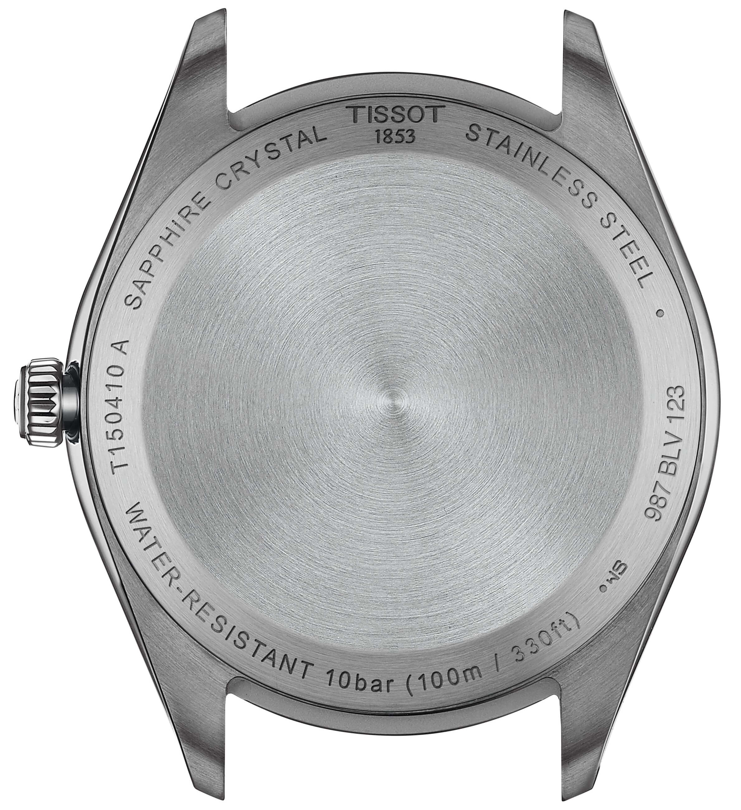 TISSOT -PR 100 men's watch silver blue quartz date sapphire crystal 40mm- T150.410.11.041.00