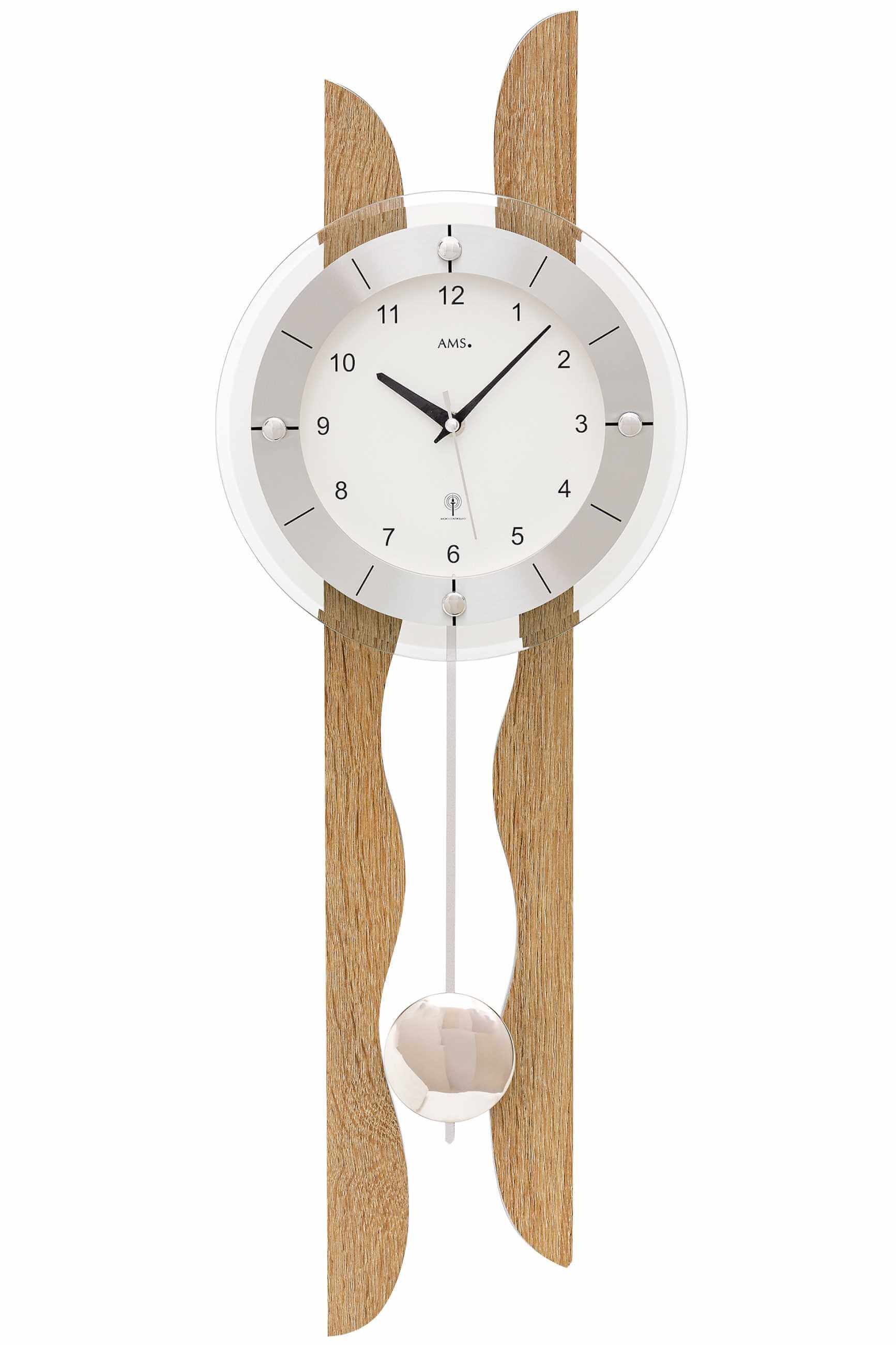 AMS -Pendulum clock oak lacquered radio controlled 70cm- 5239