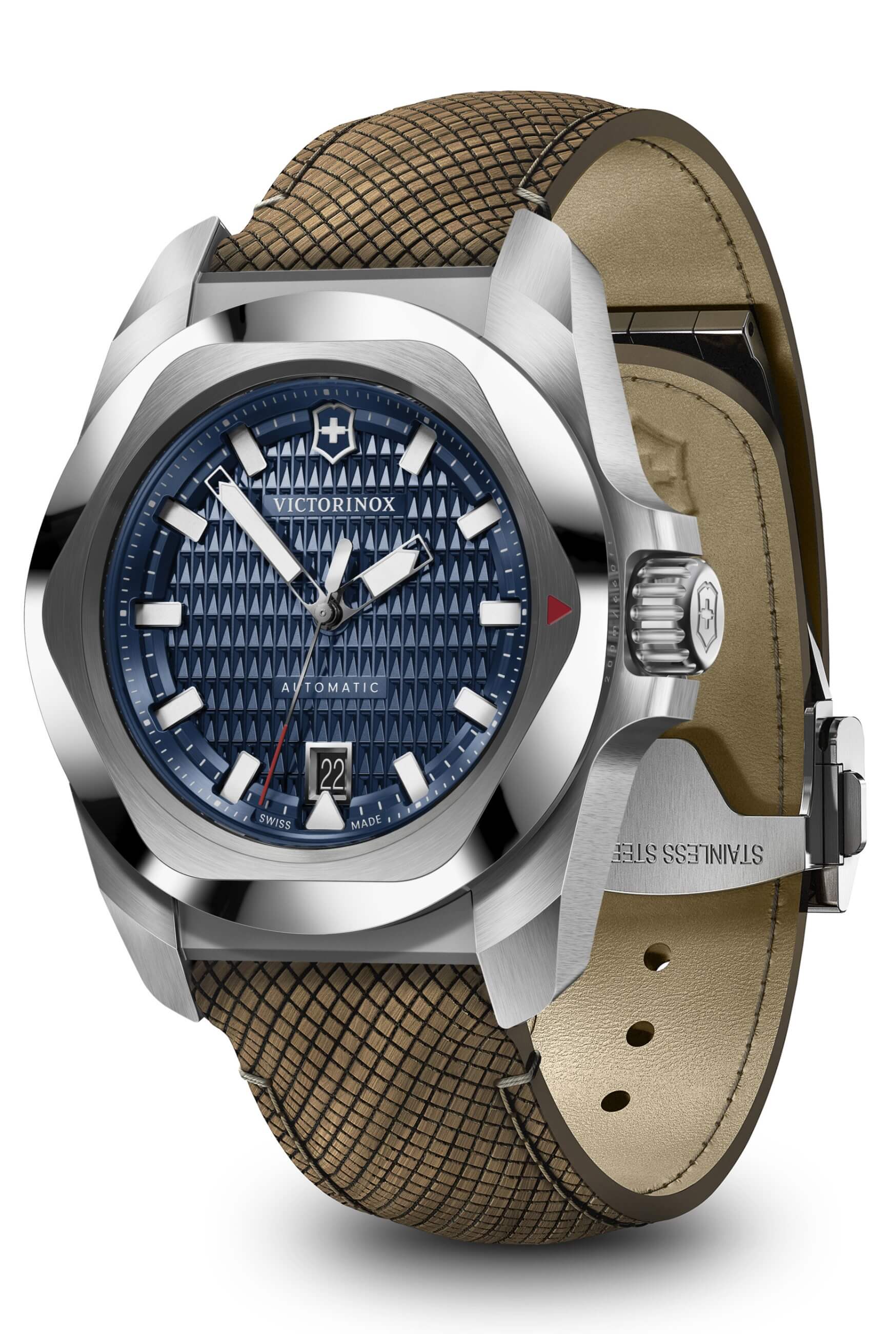 Victorinox -I.N.O.X Auto Herrenuhr Braun Blau Automatik Saphirglas 41mm- 242018.1