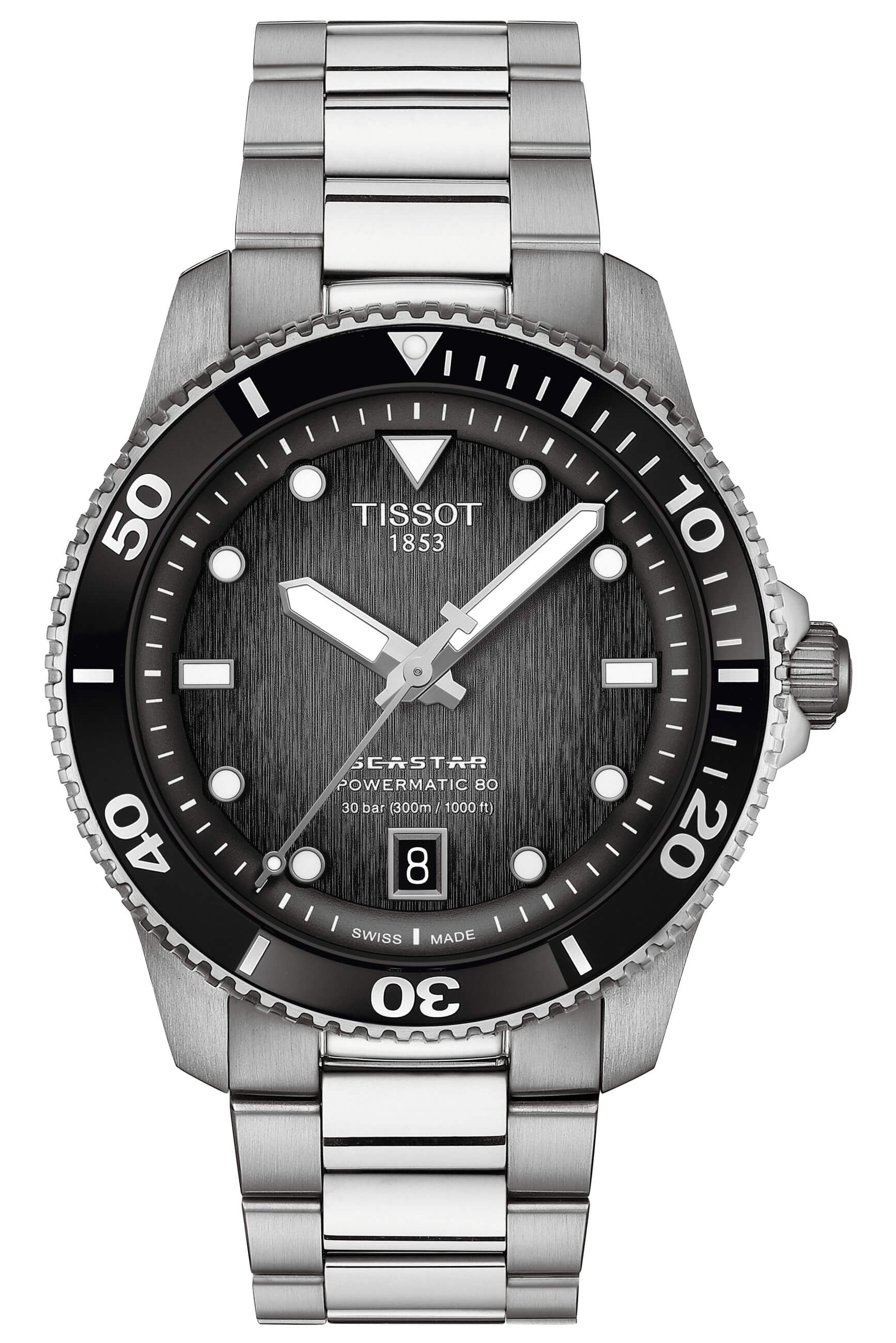 TISSOT -Seastar 1000 Powermatic 80 men's watch silver grey automatic sapphire crystal 40mm- T120.807.11.051.00