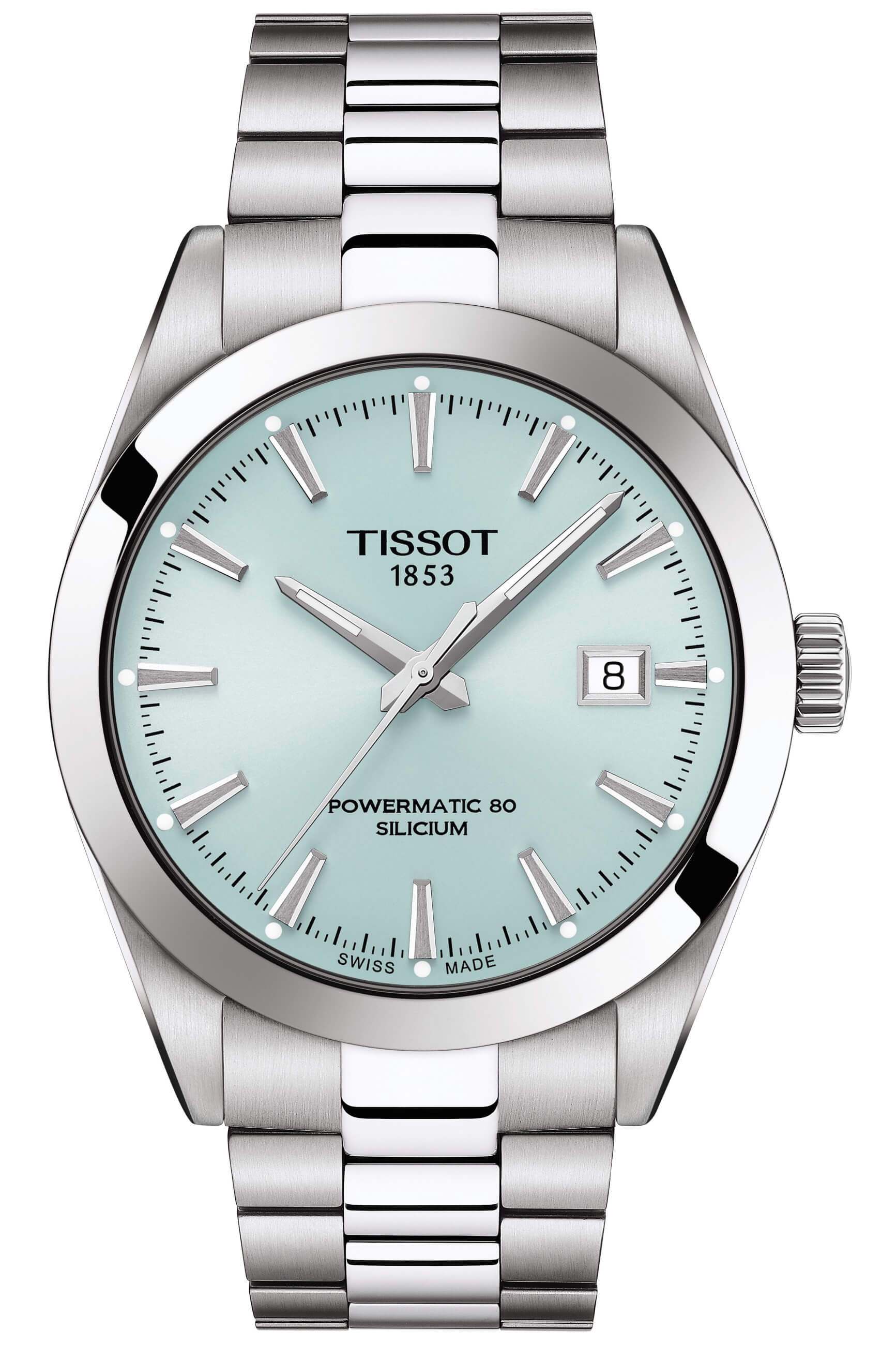 TISSOT -Gentleman Powermatic 80 Silicium men's watch silver blue automatic sapphire crystal 40mm- T127.407.11.351.00