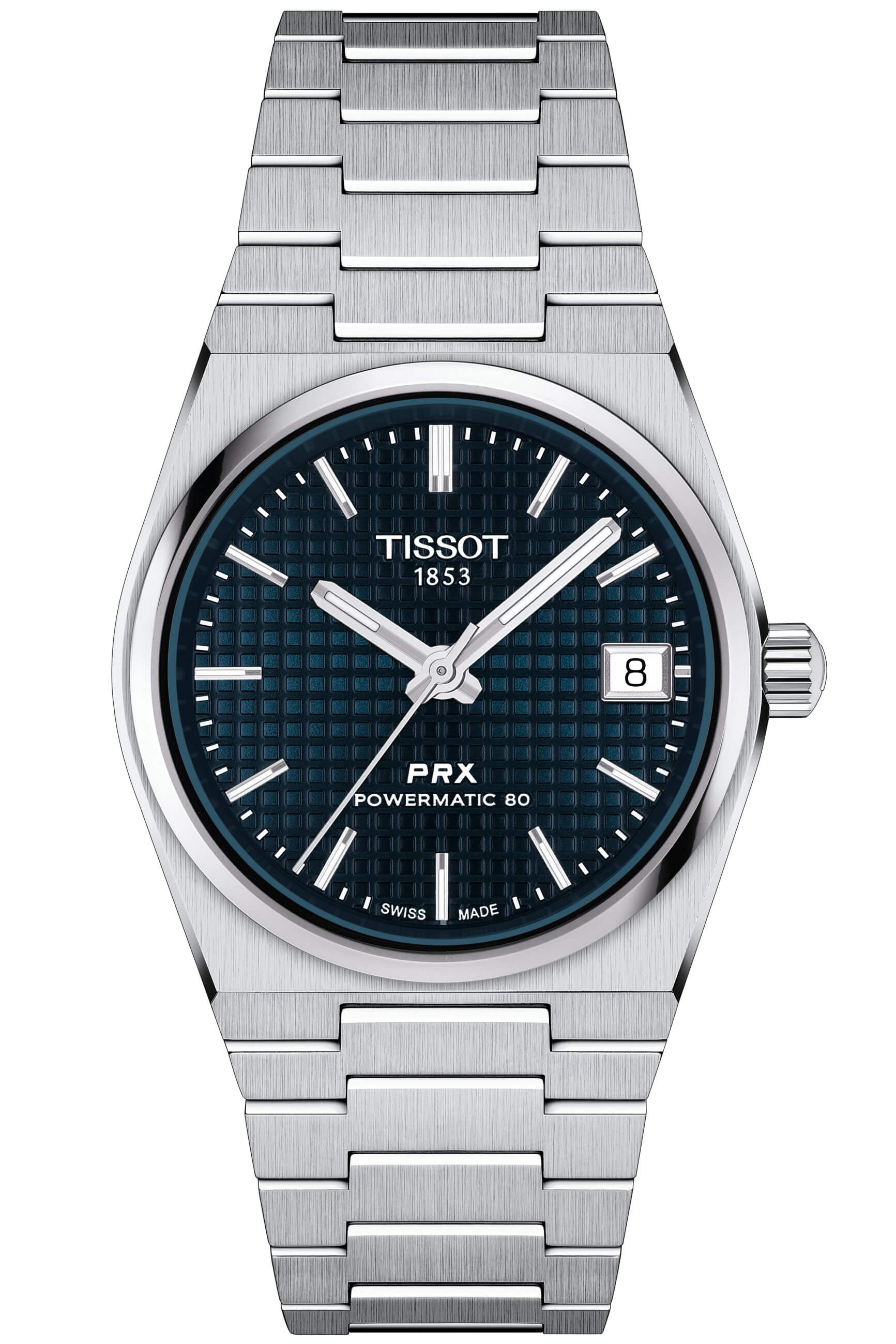 TISSOT -PRX Powermatic 80 ladies' and men's watch silver blue automatic sapphire crystal 35mm- T137.207.11.041.00
