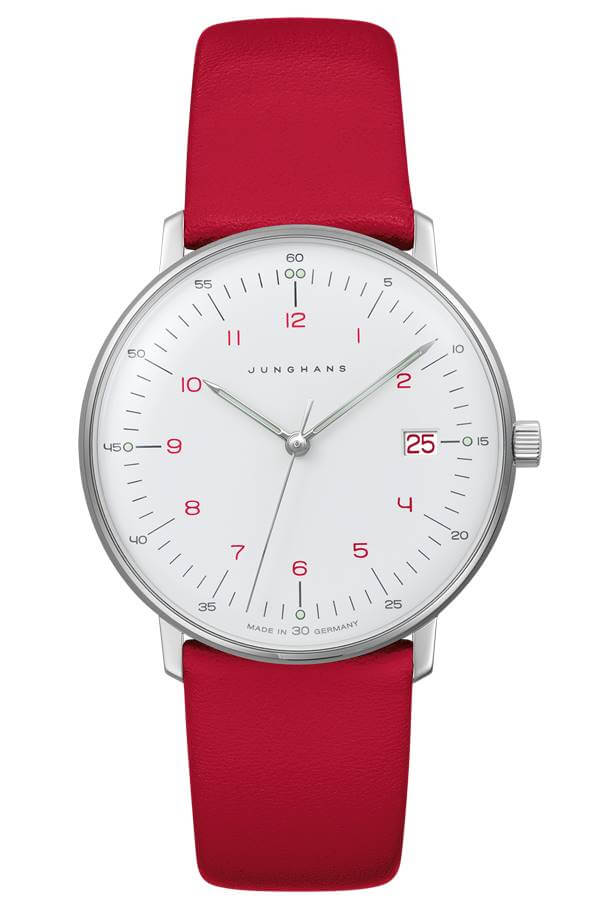 Junghans -max bill ladies red white quartz sapphire crystal 33mm- 047/4541.02