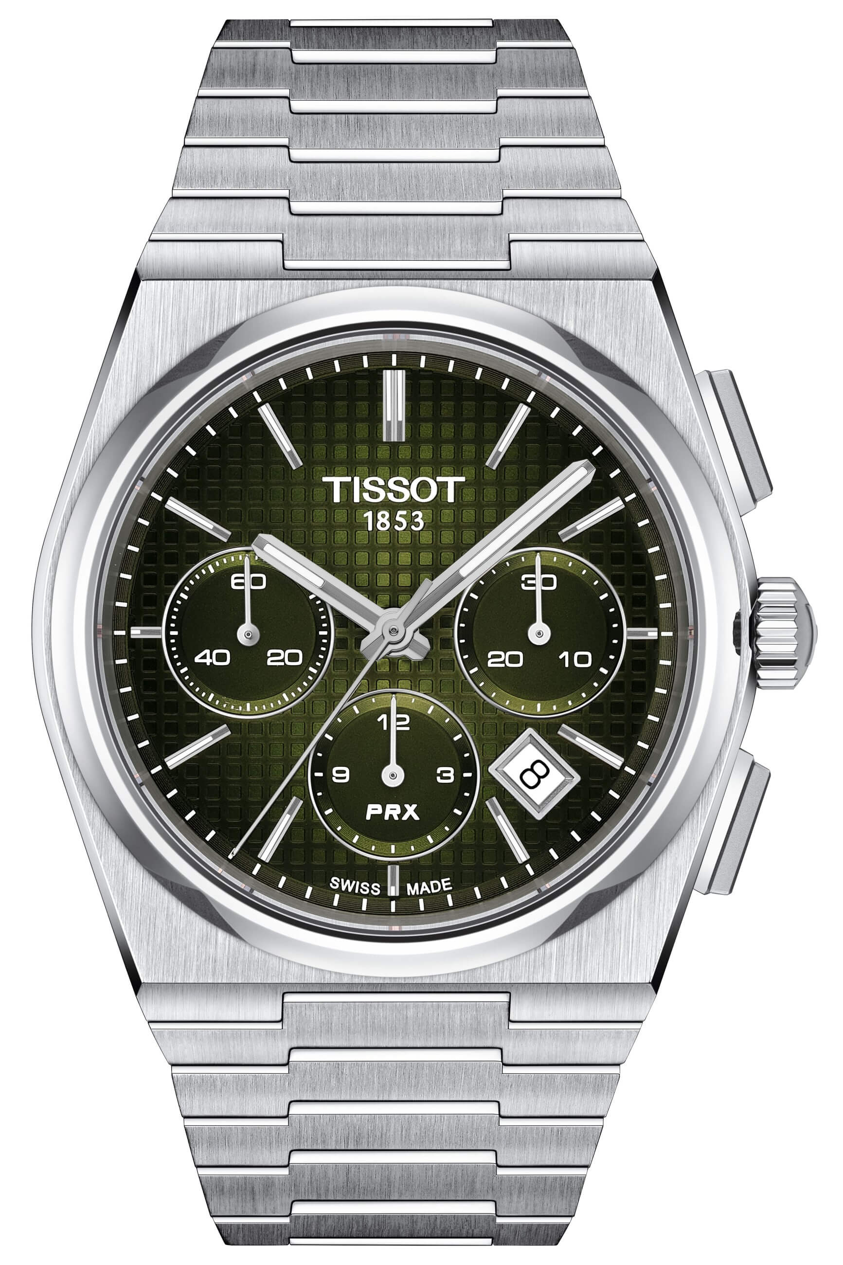 TISSOT -PRX Automatic Chronograph Men's Watch Silver Green Automatic Sapphire Crystal 42mm- T137.427.11.091.00