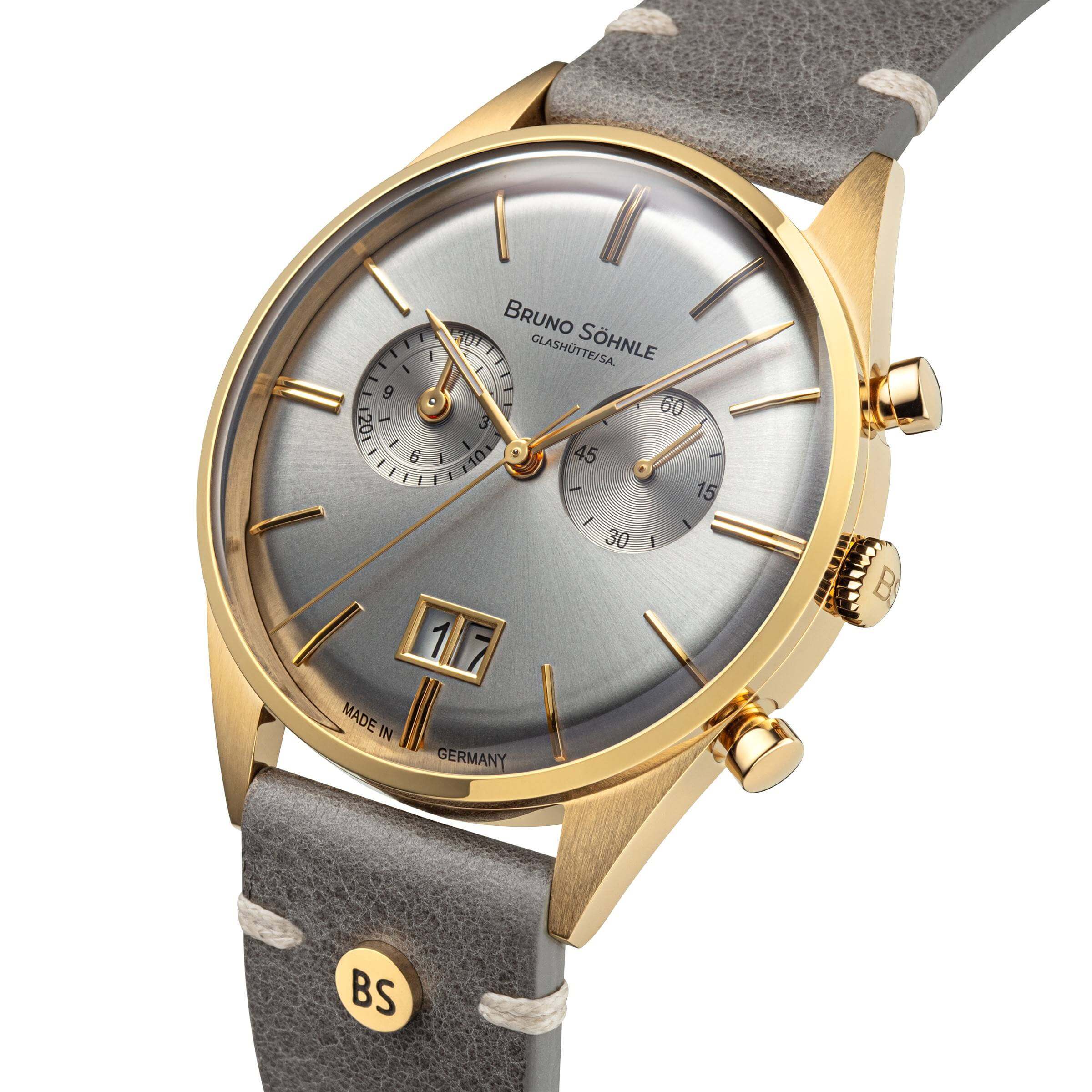 Bruno Söhnle -Merano Herrenuhr Grau Gold Chronograph Quarz Saphirglas 40mm- 17-33233-241