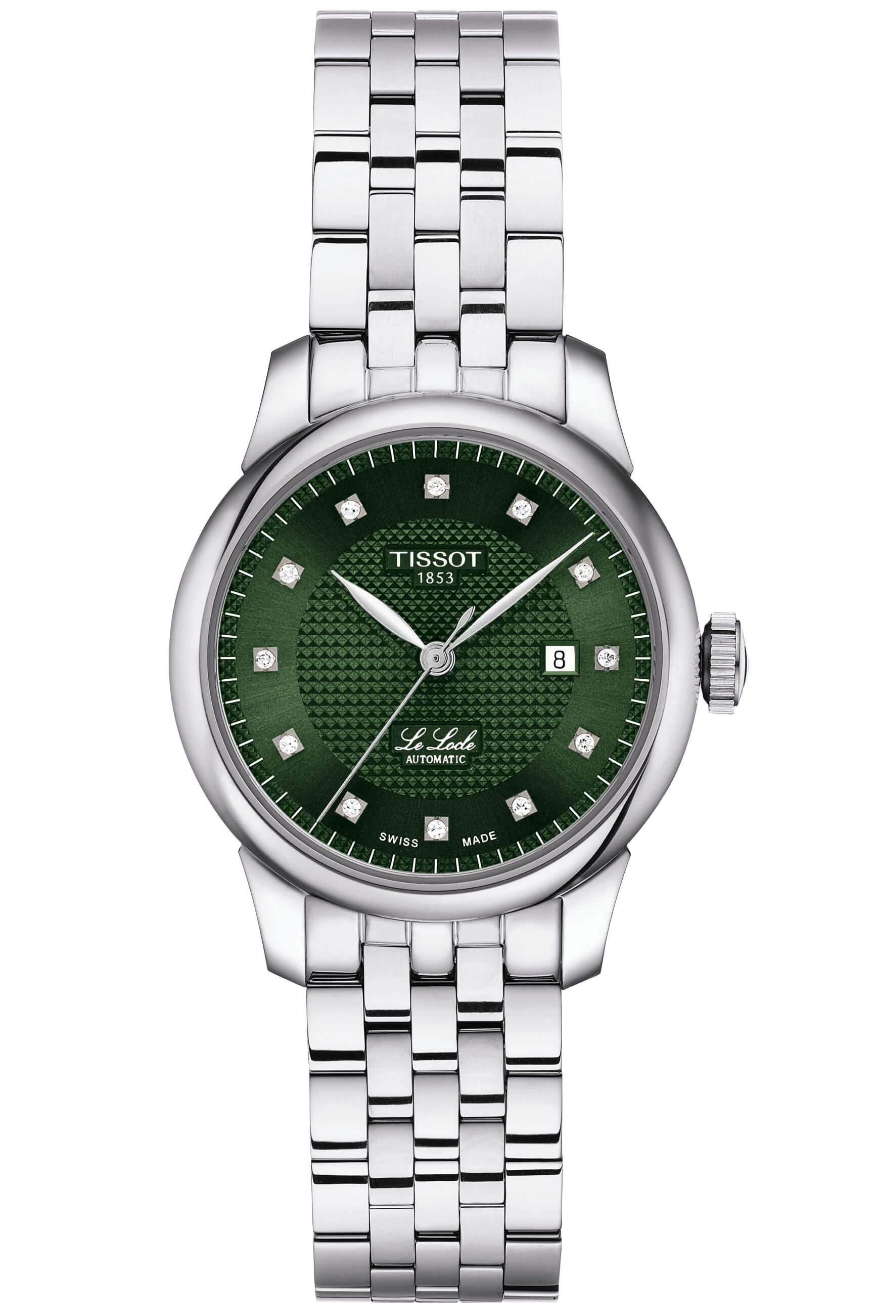 TISSOT -Le Locle Lady Damenuhr Silber Grün Automatik Saphirglas 29mm- T006.207.11.096.00