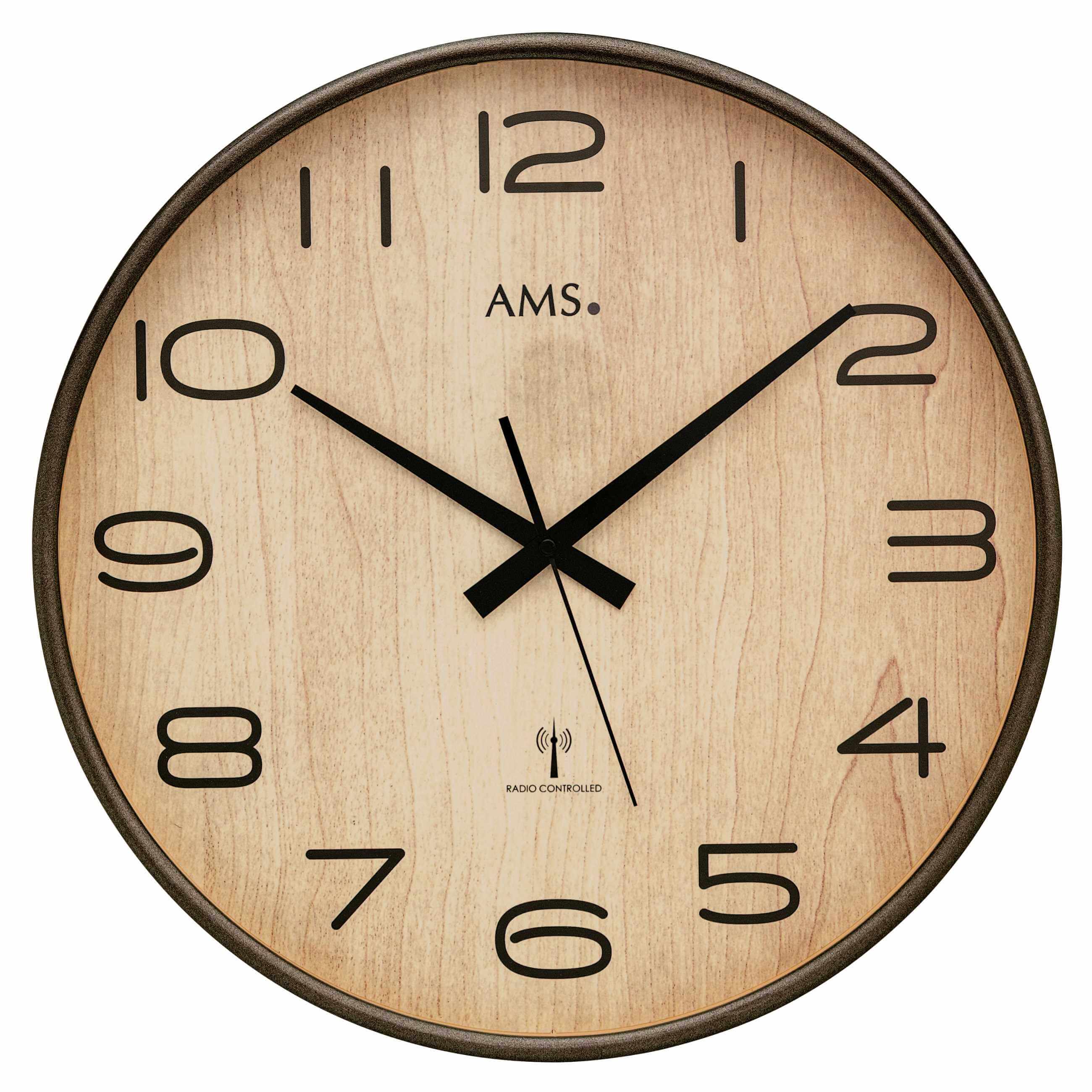 AMS -Wall clock anthracite wood look radio-controlled 40cm- 5523