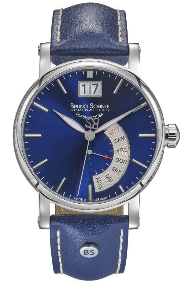 Bruno Söhnle -Pesaro I Herrenuhr Blau Datum Quarz 43mm- 17-13073-341