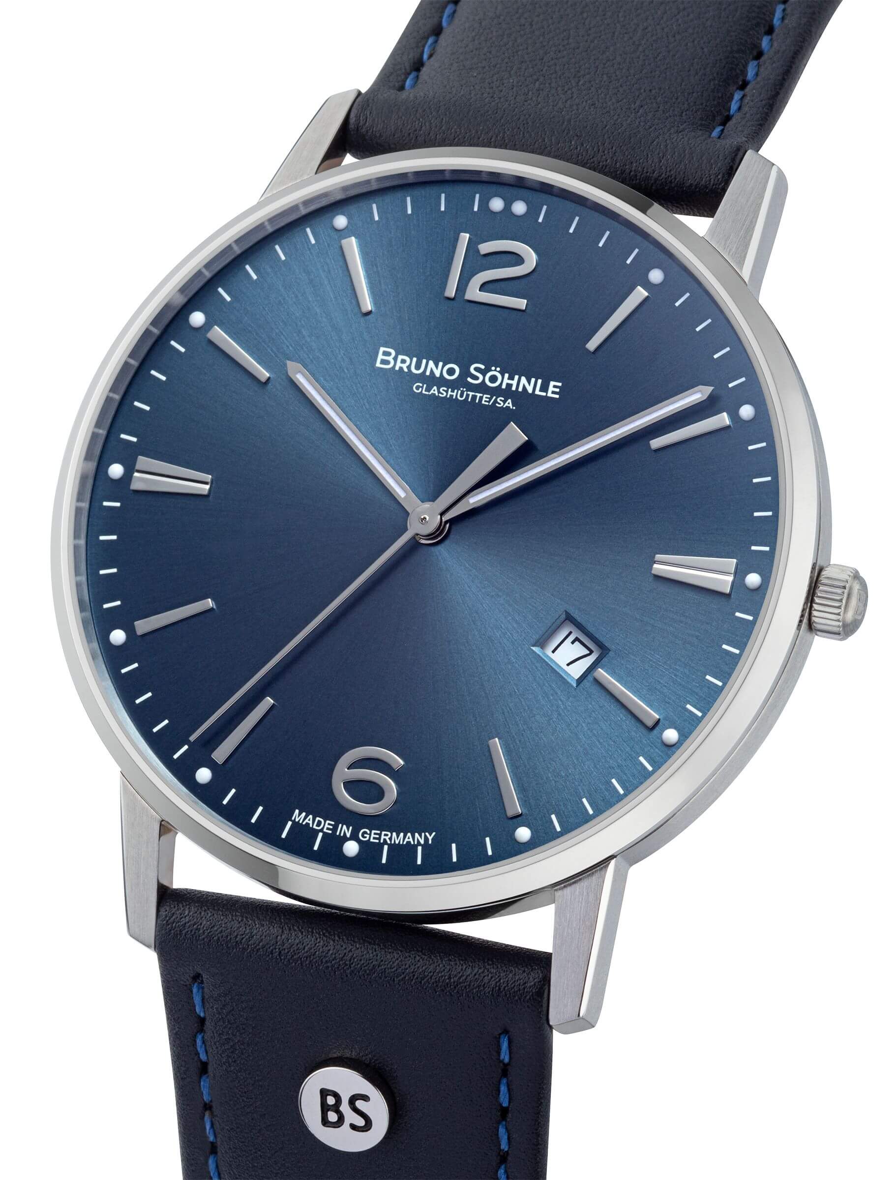 Bruno Söhnle -Stuttgart III Big Herrenuhr Blau Silber Quarz Saphirglas 42mm- 17-13175-343
